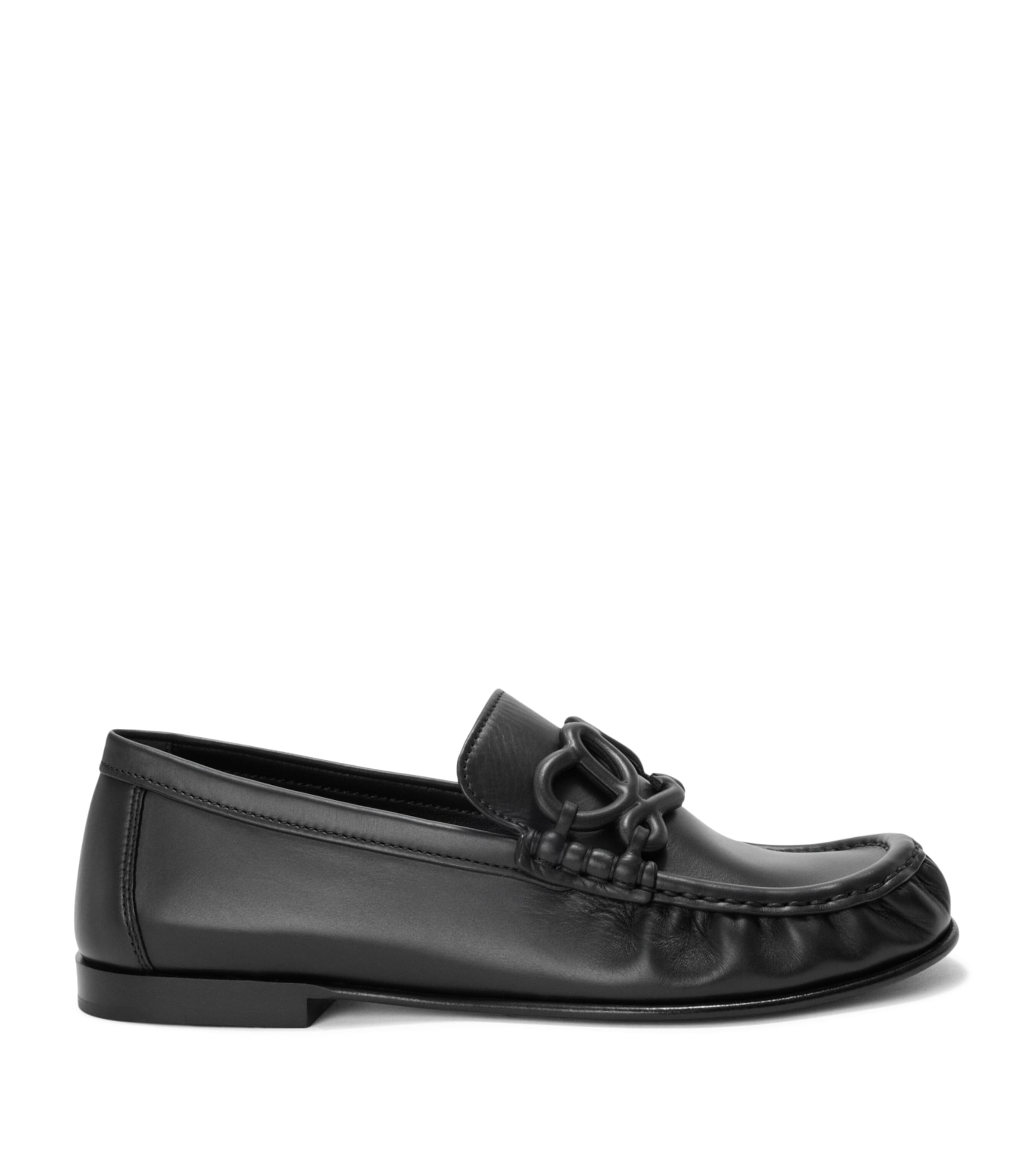LOEWE Leather Double L Loafers Black