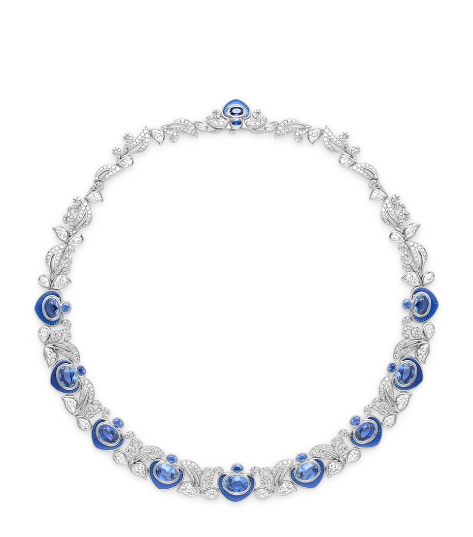 Boodles Platinum, Diamond and Sapphire The Palace Collection Royal Porcelain Collar Necklace Blue