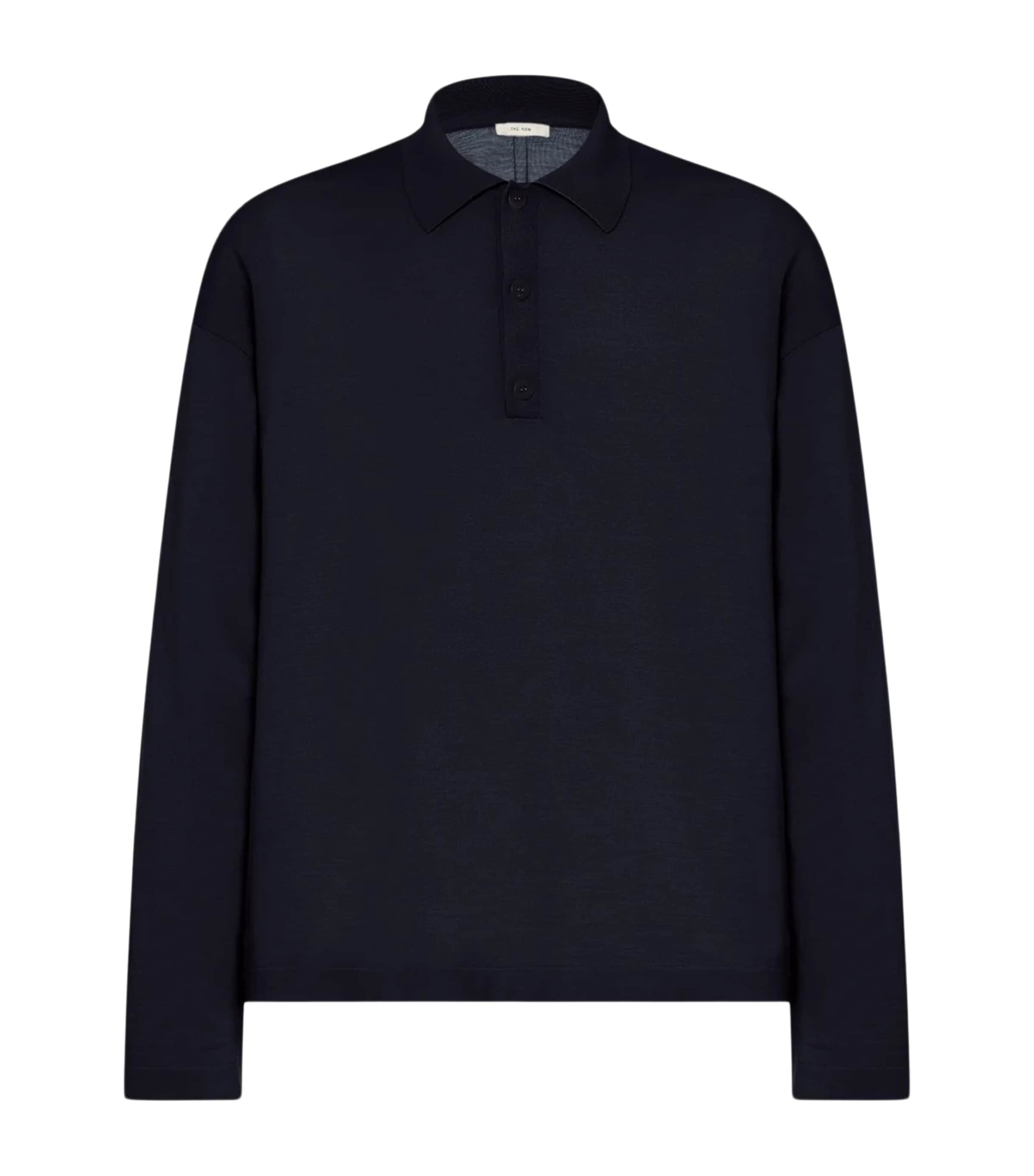 The Row Mens Djon Wool Polo Sweater Navy