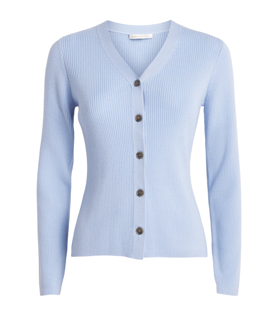 Emilia Wickstead Womens Merino Wool Ash Cardigan Baby Blue