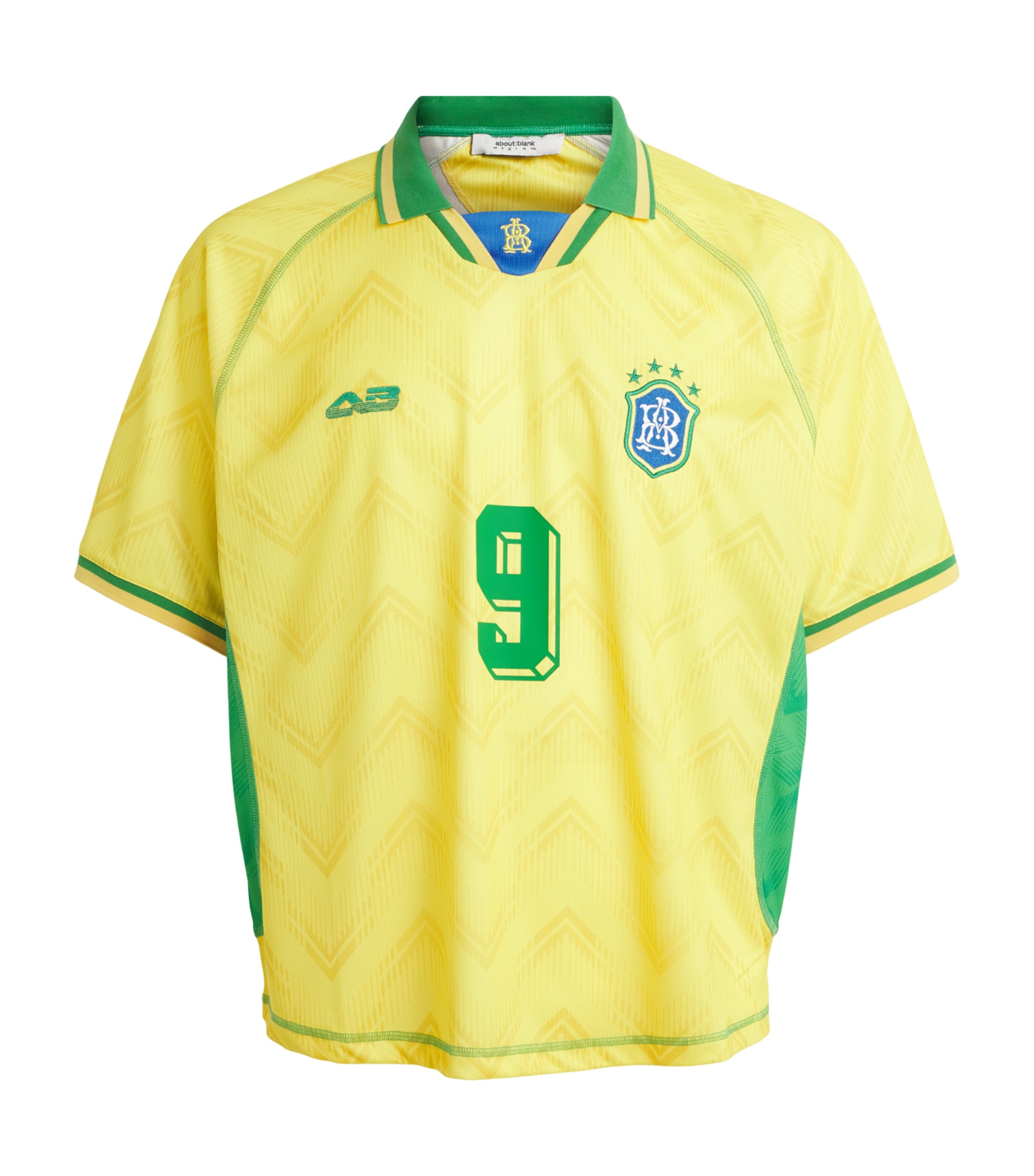 about:blank Mens Monogram Football Jersey T-Shirt Yellow/green