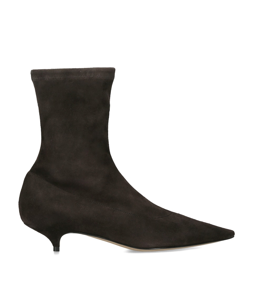The Row Liisa Suede Kitten Ankle Boots 35 Brown