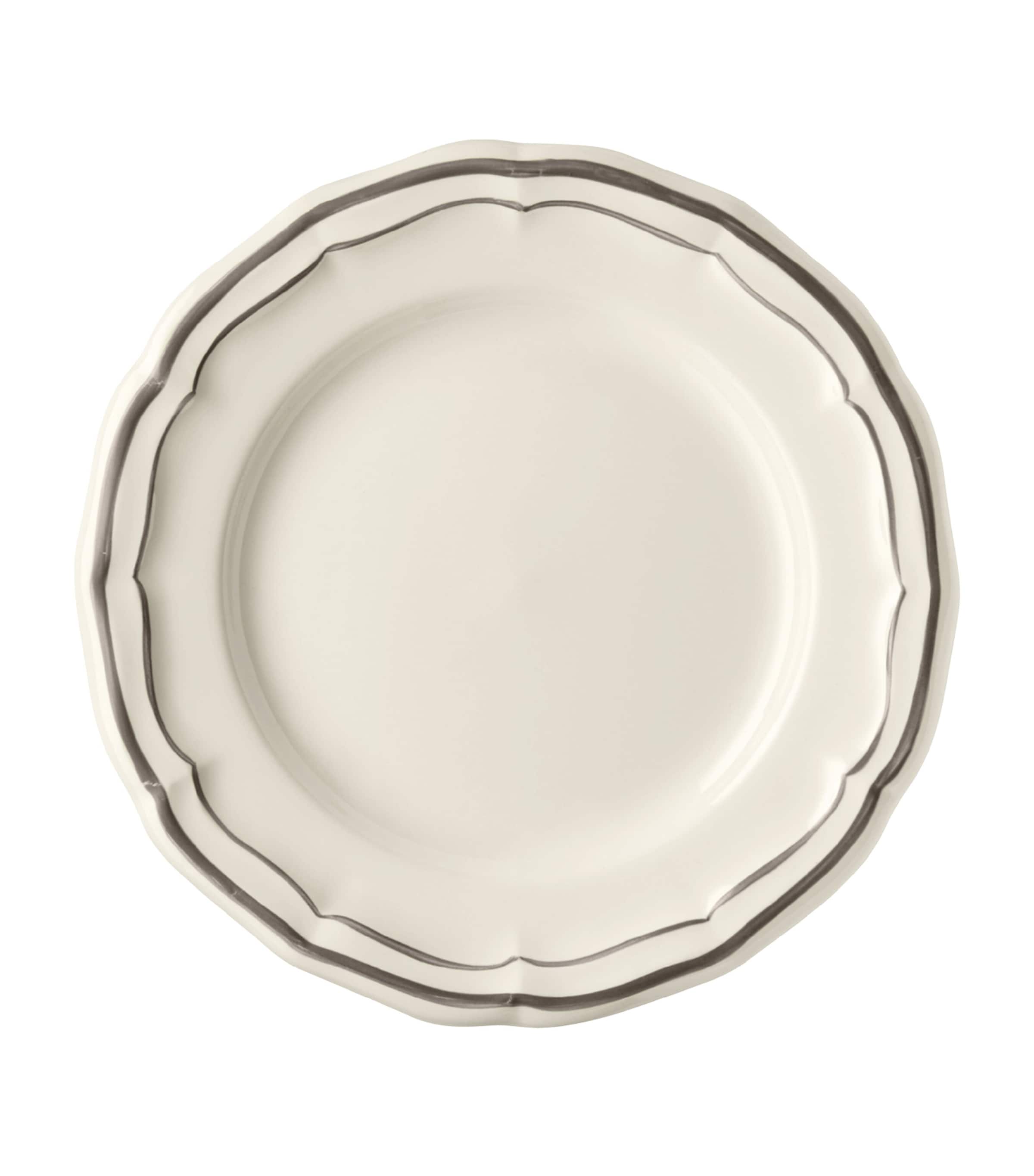Gien Set of 4 Filets Taupe Canapé Plates (16.5cm) White, Taupe
