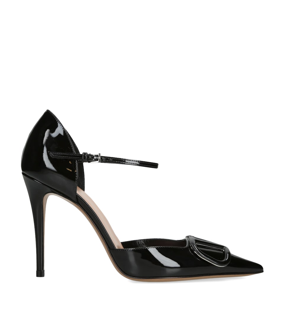 Valentino Garavani Patent Leather VLogo D’Orsay Pumps 100 Black
