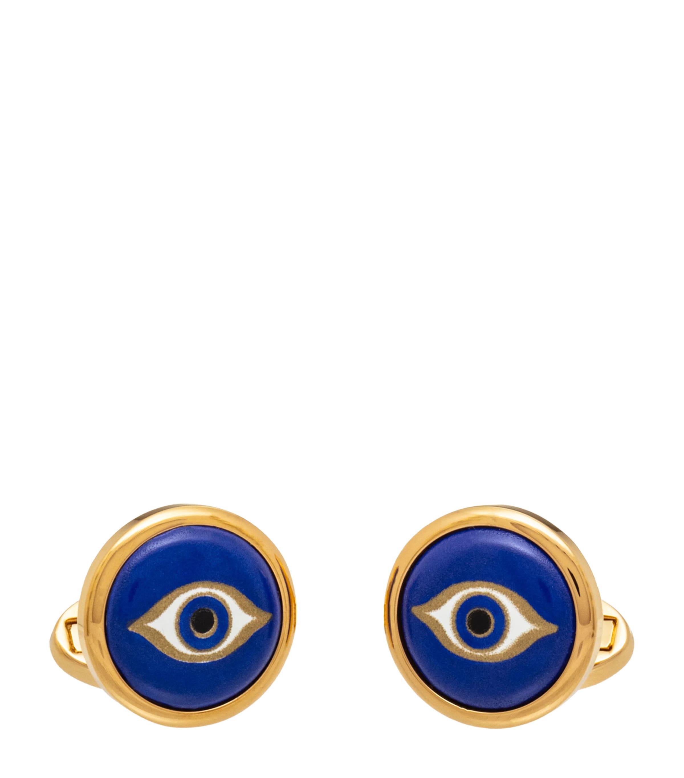 Halcyon Days Gold and Enamel Evil Eye Cufflinks Navy