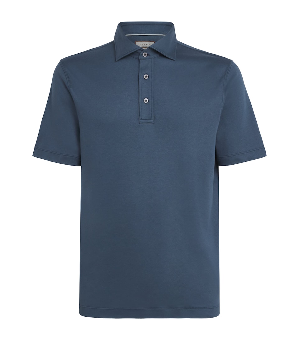 Canali Mens Cotton Polo Shirt Navy