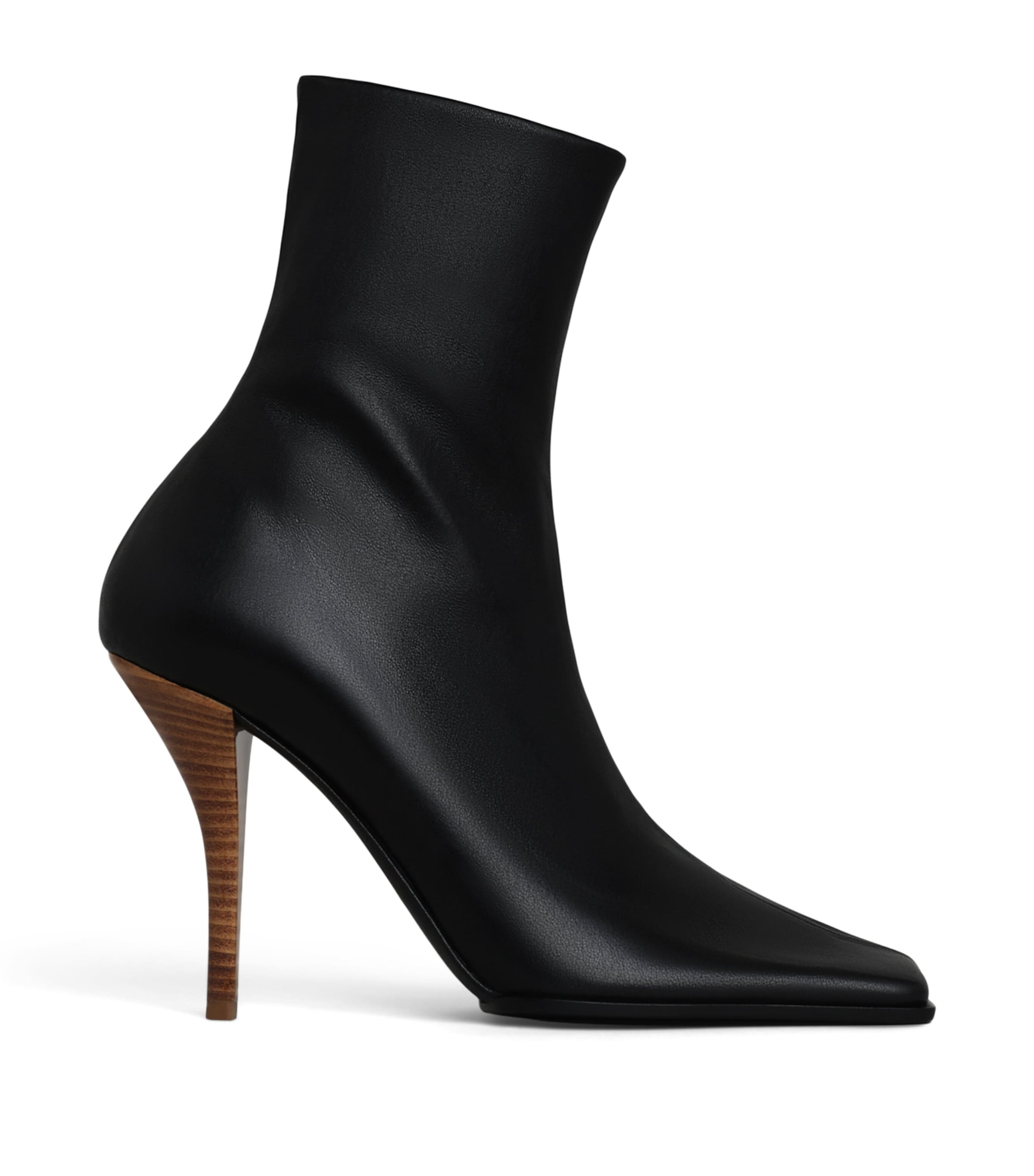 Alaïa Leather Square-Toe Ankle Boots 90 Noir