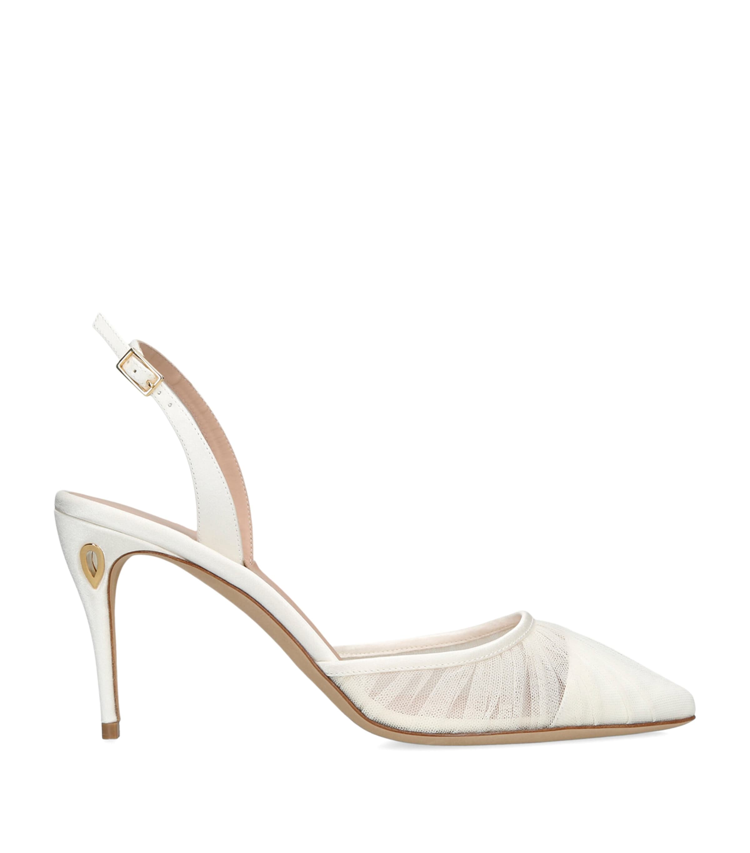 Jennifer Chamandi Tulle Vittorio Slingback Pumps 85 White
