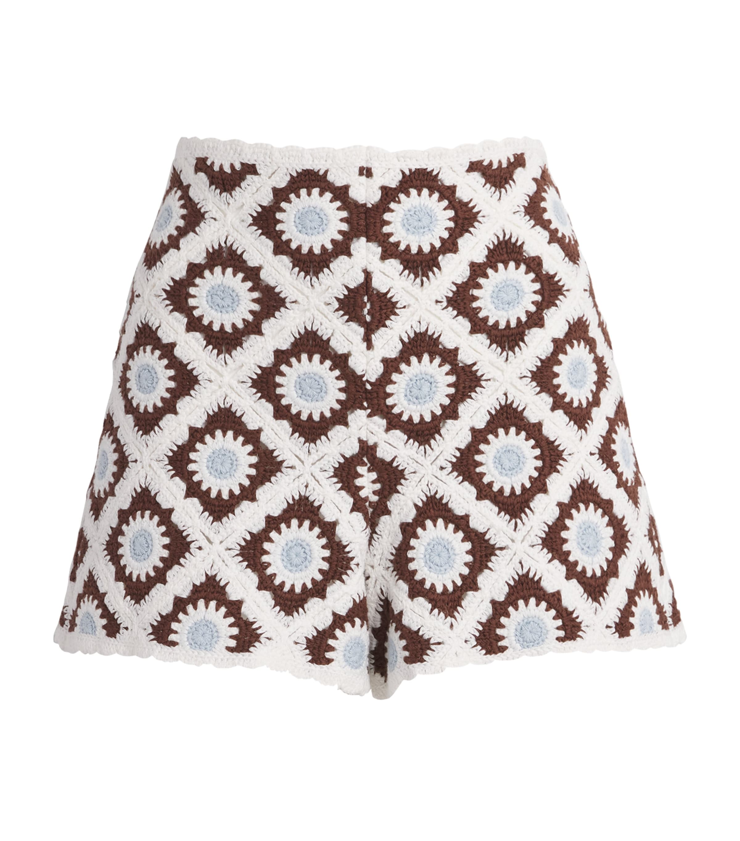 Maje Womens Crochet Shorts Brown/blue