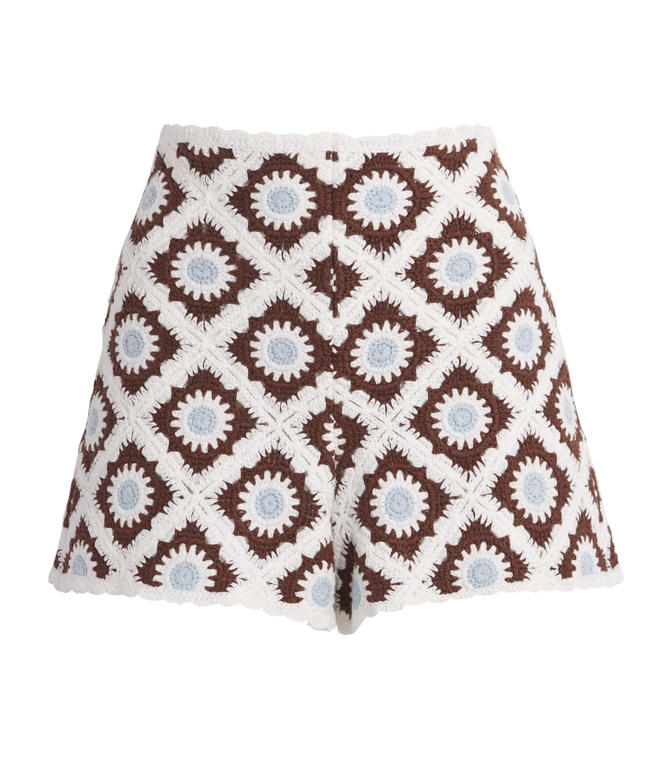Maje Womens Crochet Shorts Brown/blue