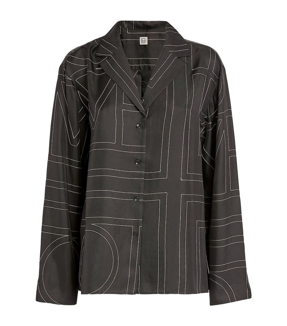 Silk Embroidered-Monogram Shirt