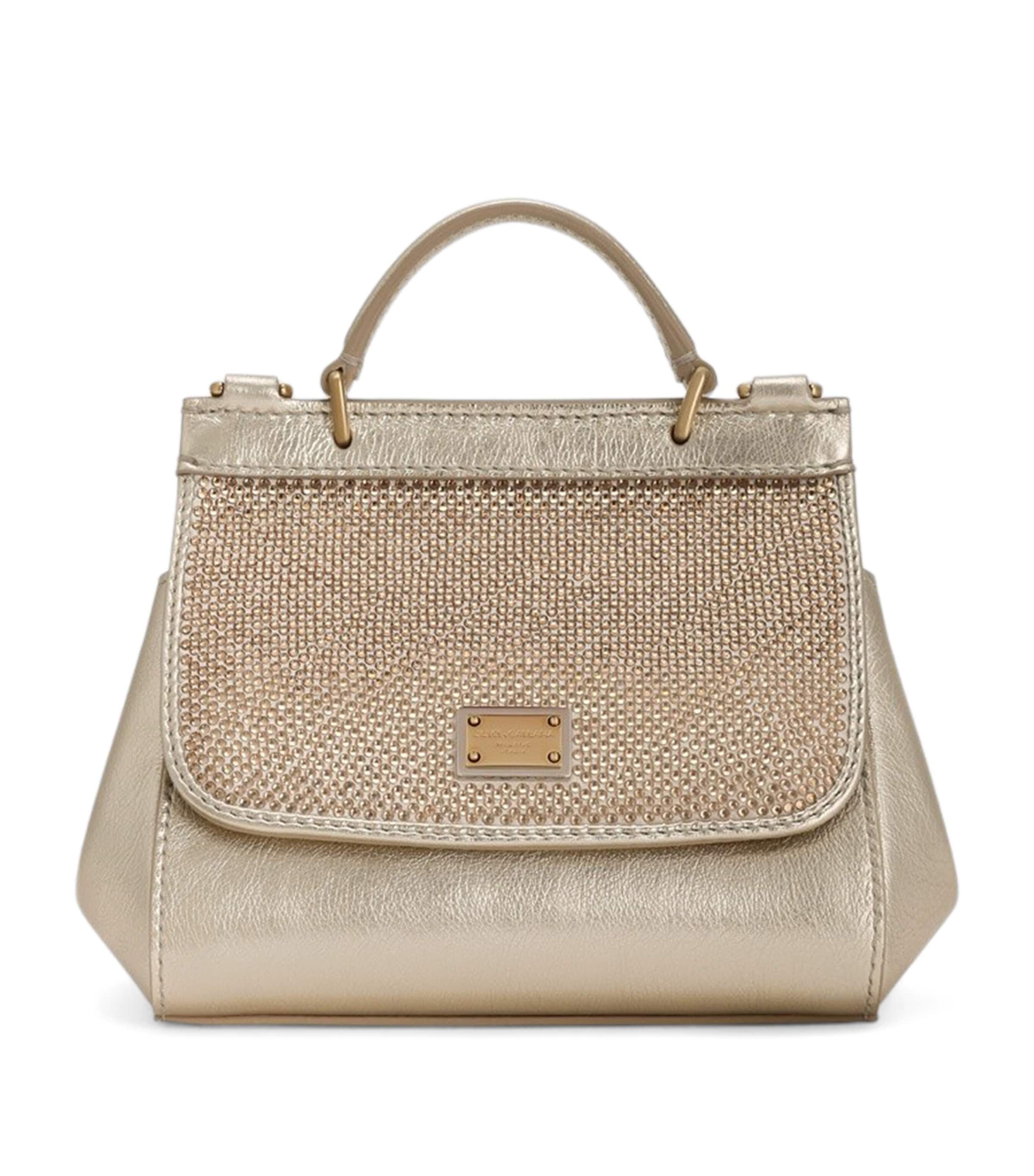 Dolce&Gabbana Kids Leather Top-Handle Bag Gold/nude