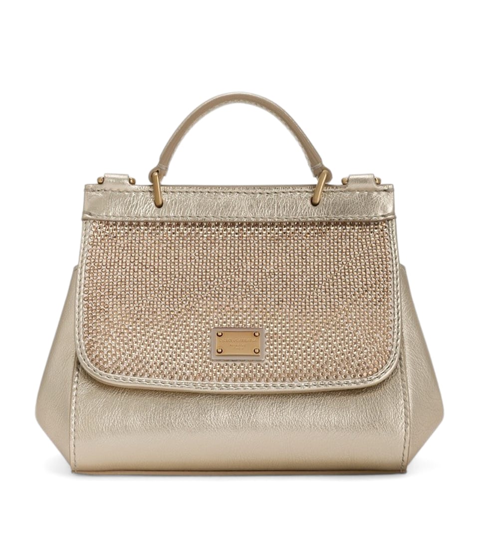 Dolce&Gabbana Kids Leather Top-Handle Bag Gold/nude