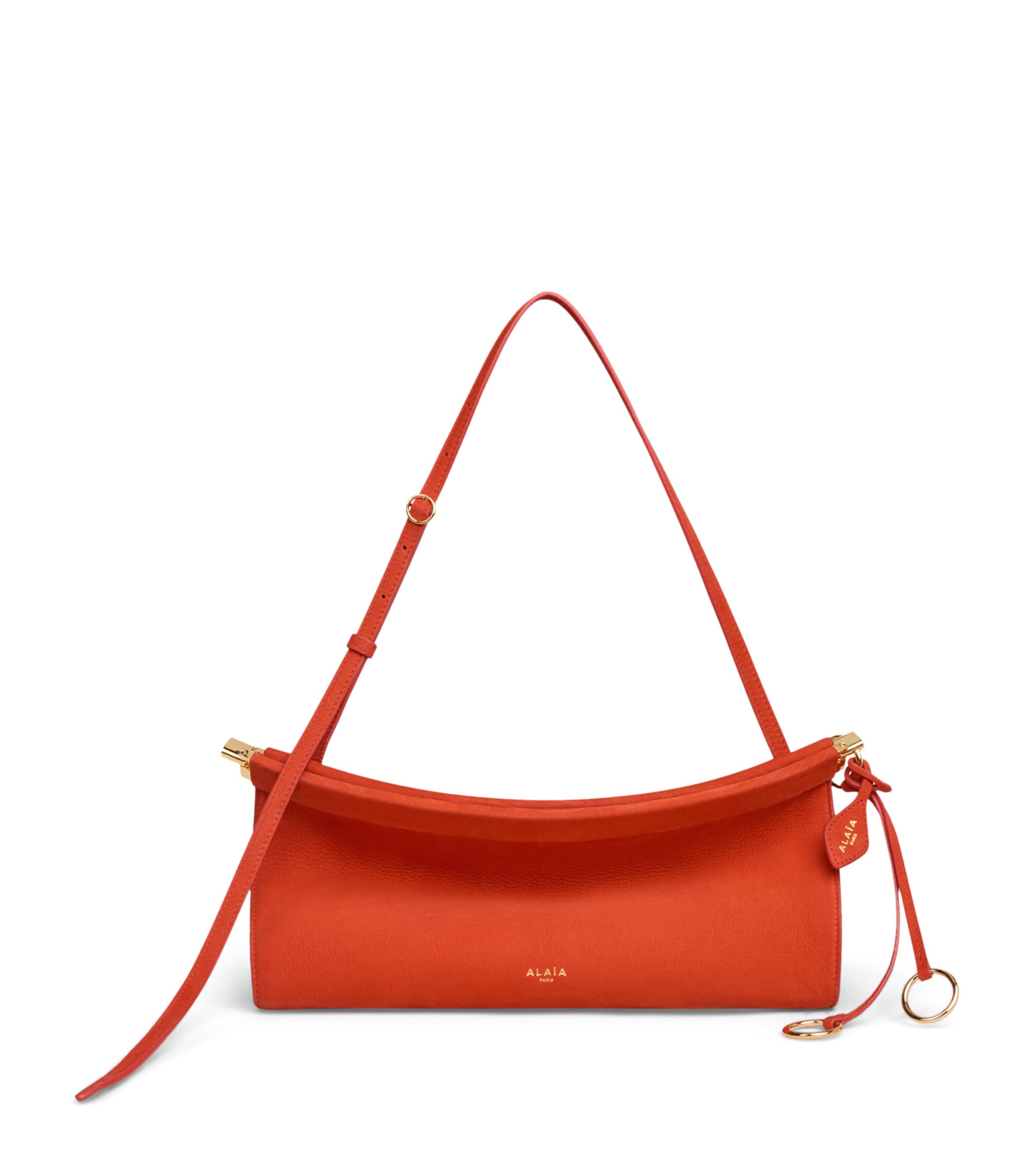 Alaïa Small Leather Le Click East West Shoulder Bag Orange Brule