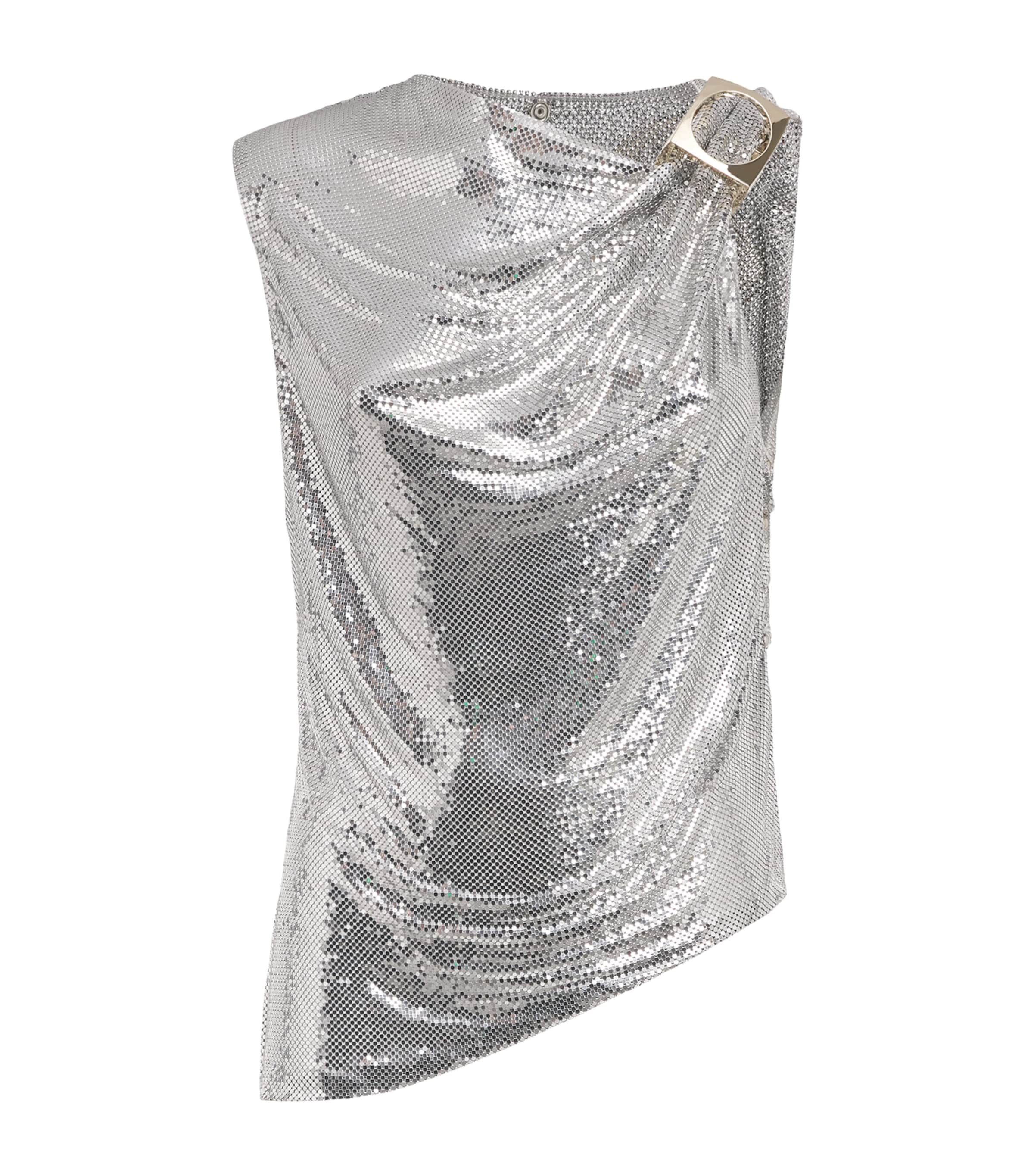 Rabanne Womens x Dinh Van Chainmail Sleeveless Top Silver