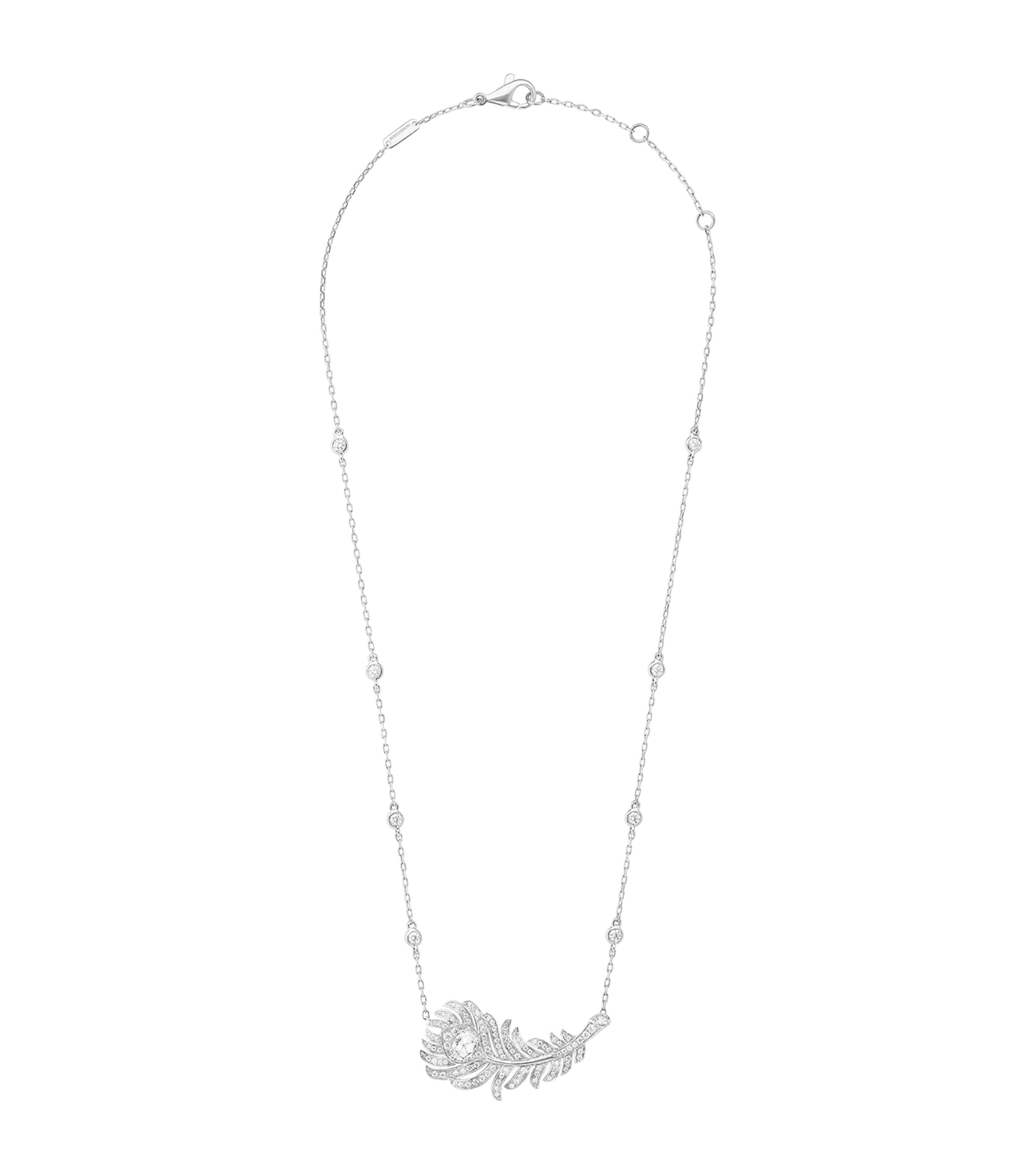 White Gold and Diamond Plume de Paon Pendant