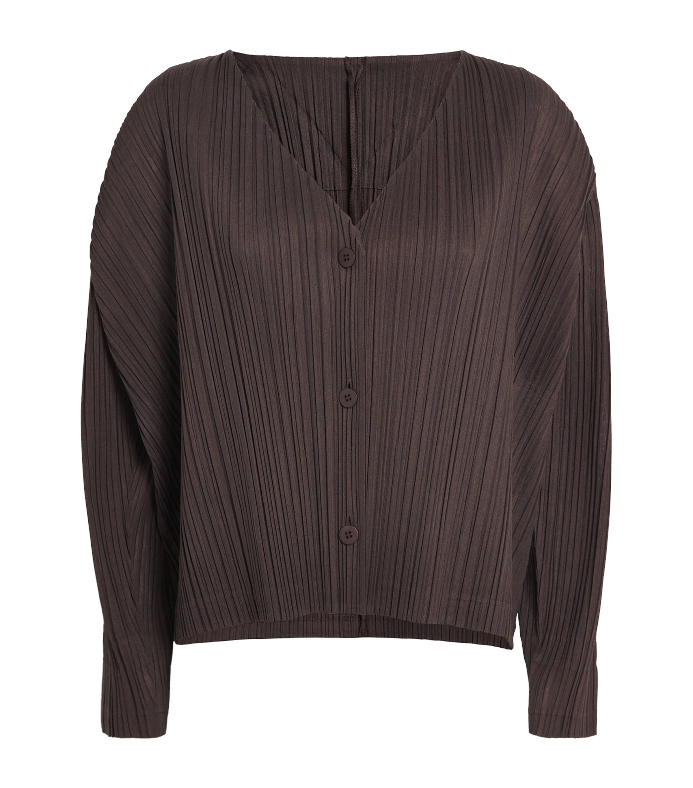 Issey Miyake Pleats Please Silver Long Sleeve Button Up
