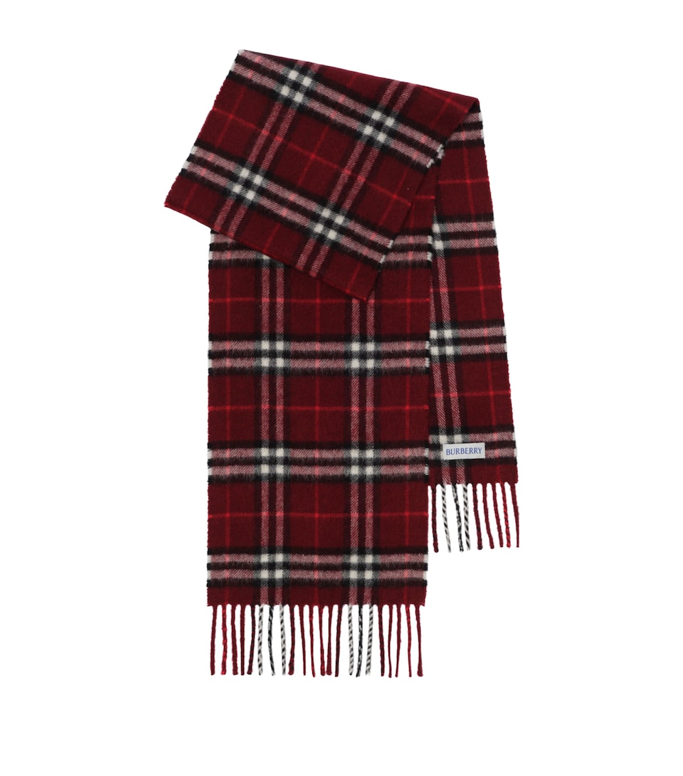 Burberry Kids Cashmere Check Scarf Oxblood Red