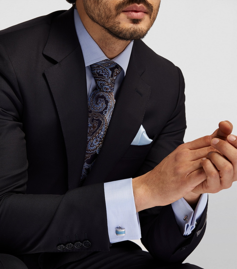 Palladium-Plated D-Shaped Cufflinks