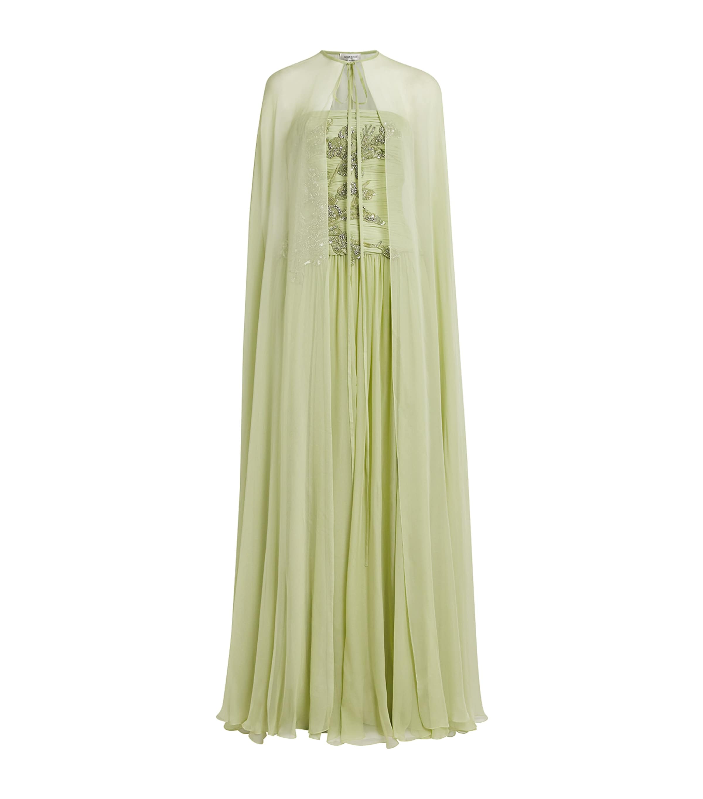 Zuhair Murad Womens Silk Chiffon Strapless Embellished Gown Foam Green