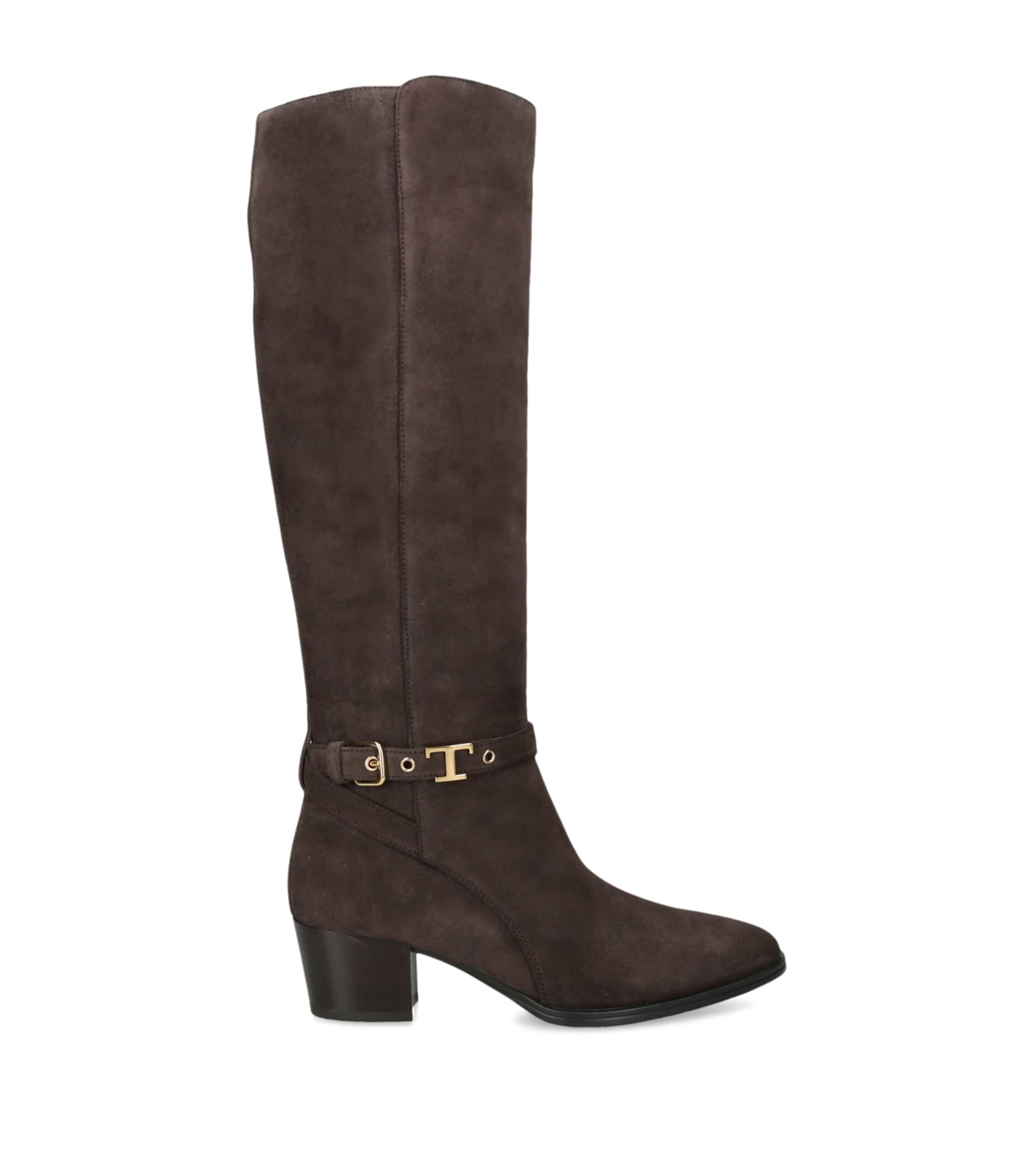 Tod's Suede Gomma Knee-High Boots 50 Dark Brown
