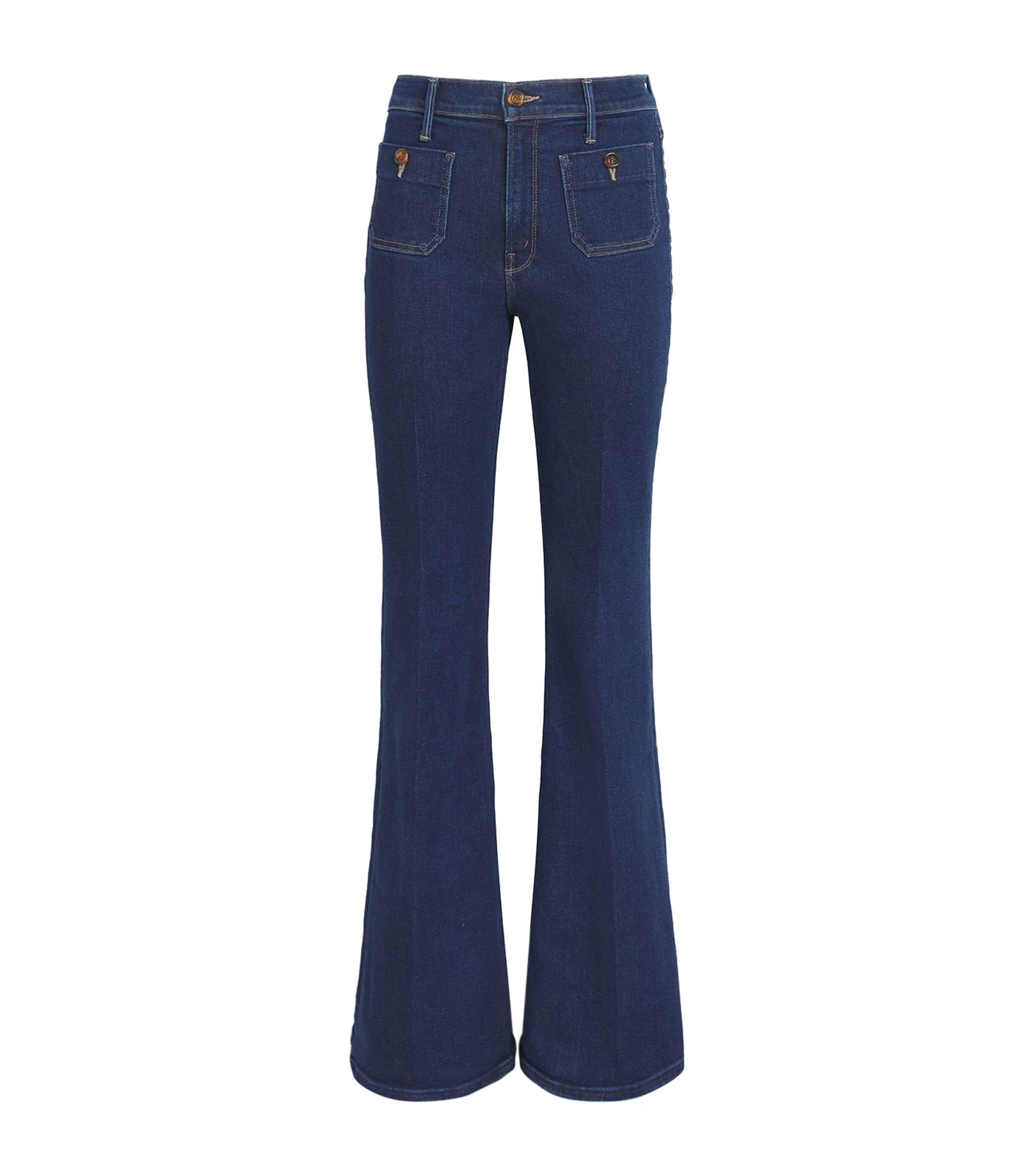 MOTHER Womens Patch Pocket The Doozy High-Rise Flared Jeans Retrograde Rodeo