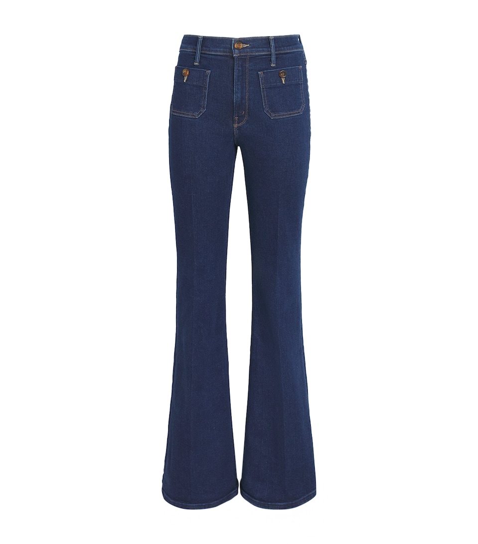 MOTHER Womens Patch Pocket The Doozy High-Rise Flared Jeans Retrograde Rodeo