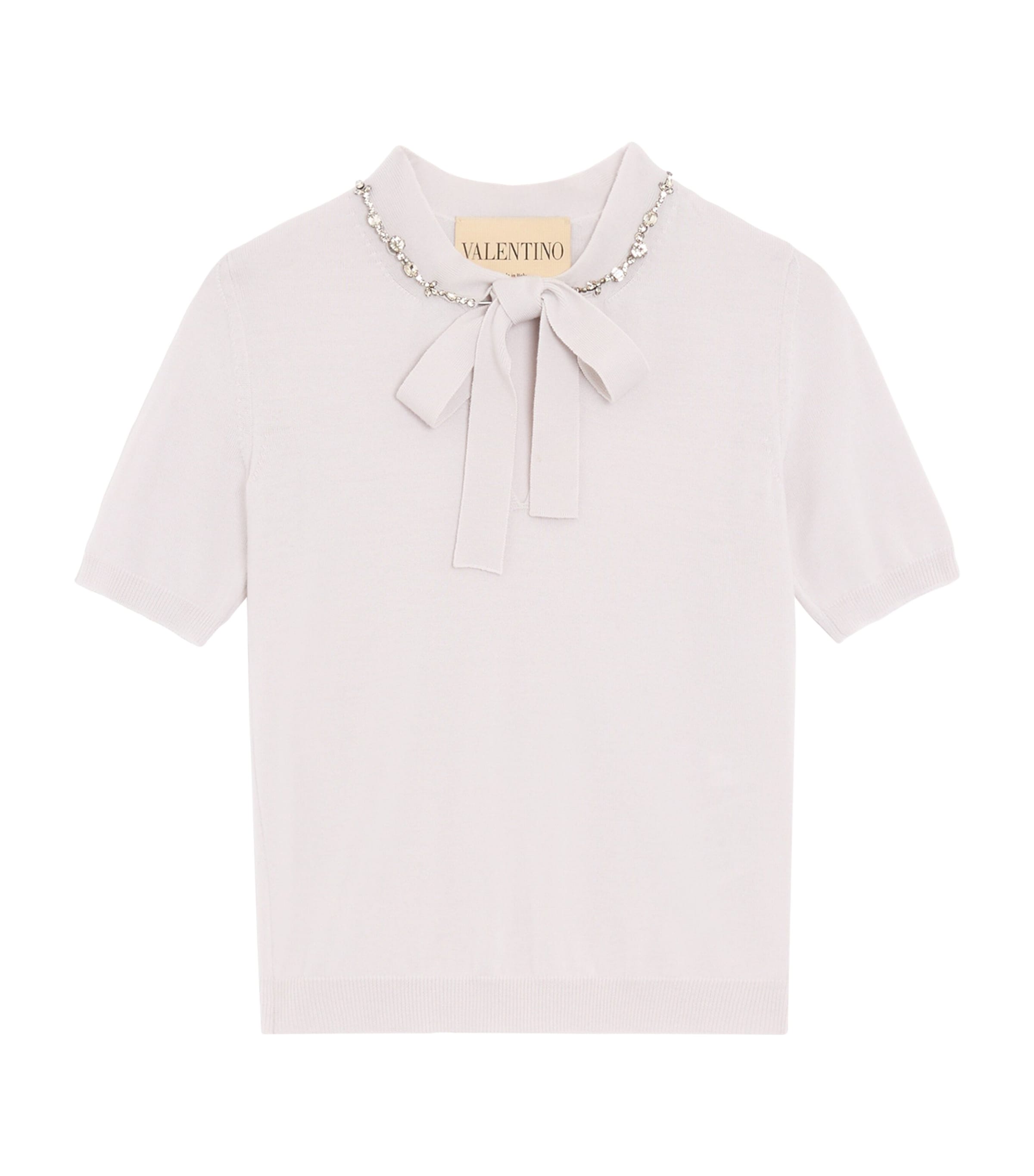 Valentino Womens Virgin Wool Embroidered T-Shirt Sweater