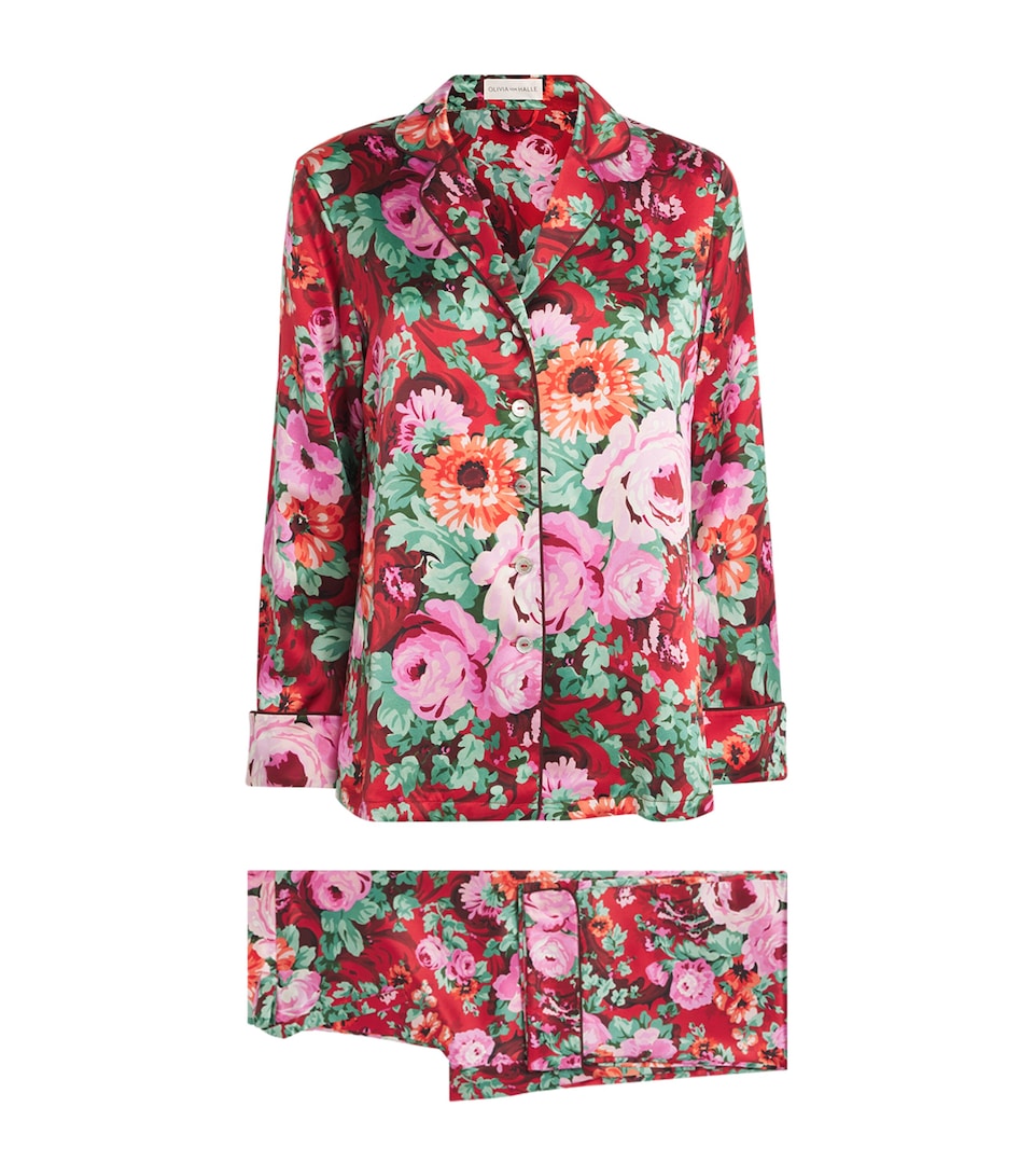 Silk Floral Lila Pyjama Set