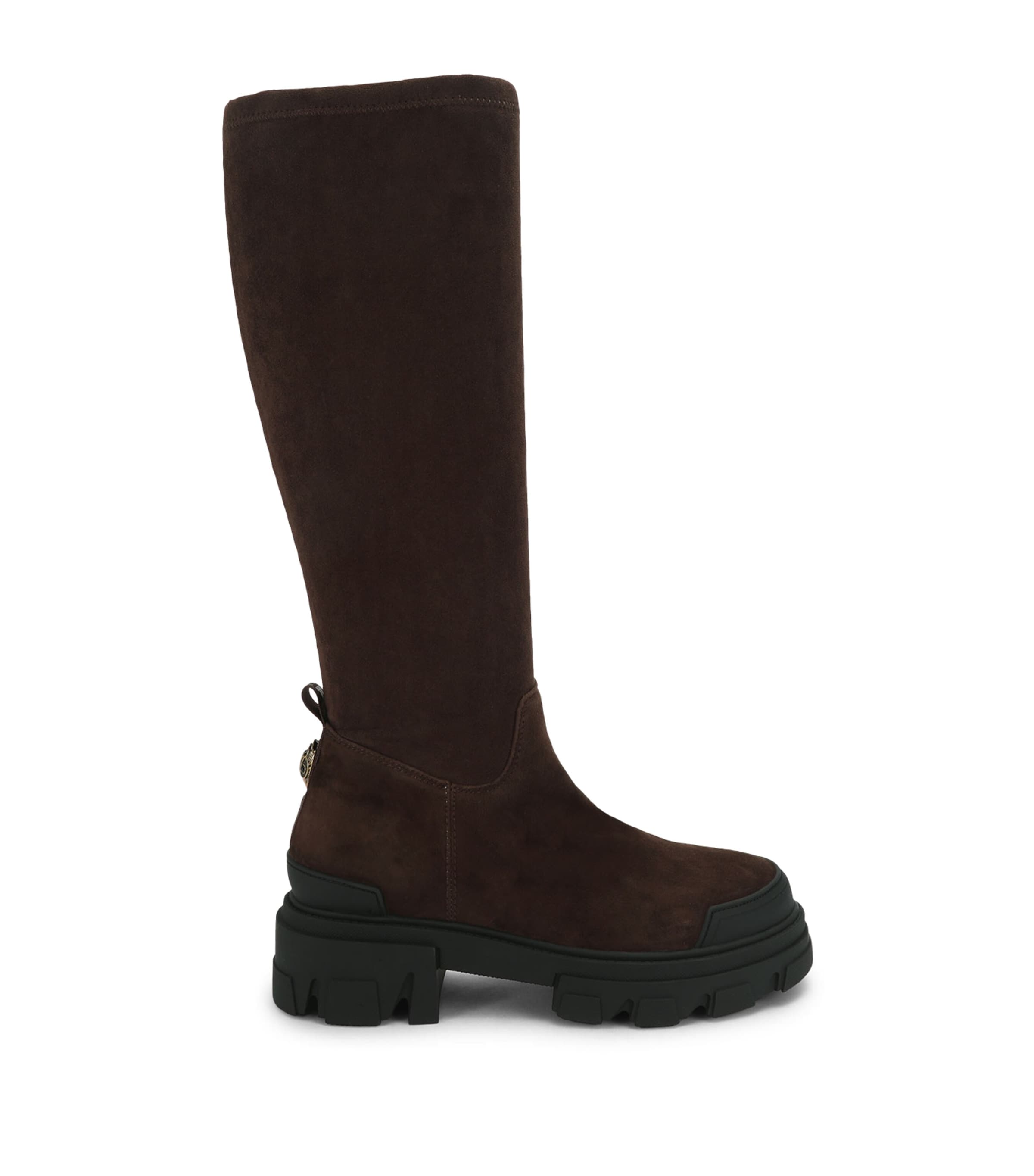 Kurt Geiger London Suede Stomp Sock Knee-High Boots 50 Dark Brown