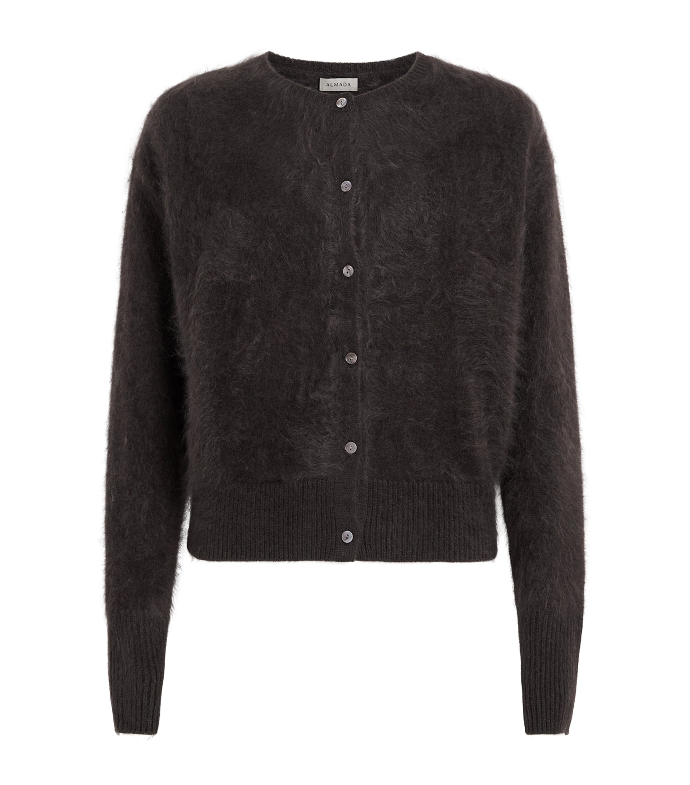 Almada Label Womens Brushed Cashmere Cardigan Chocolate