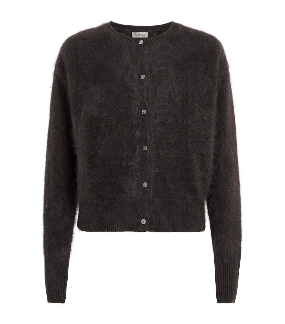 Almada Label Womens Brushed Cashmere Cardigan Chocolate