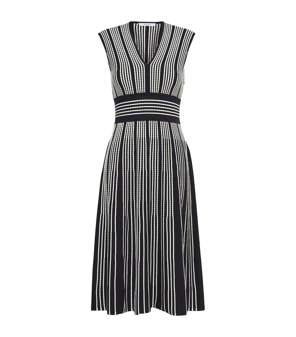 Max Mara Womens Knit Stripe Midi Dress Ultramarine