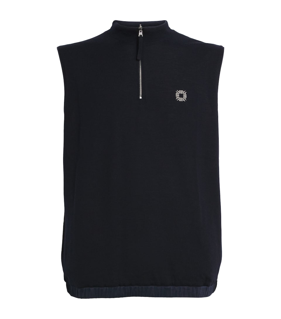 Alba Mens Wool Reversible Quarter-Zip Sweater Vest Navy Blue/ice