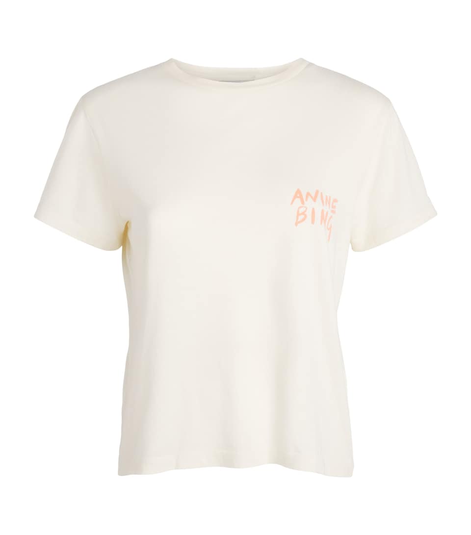 ANINE BING Womens Cotton Logo Shelley T-Shirt Ecru