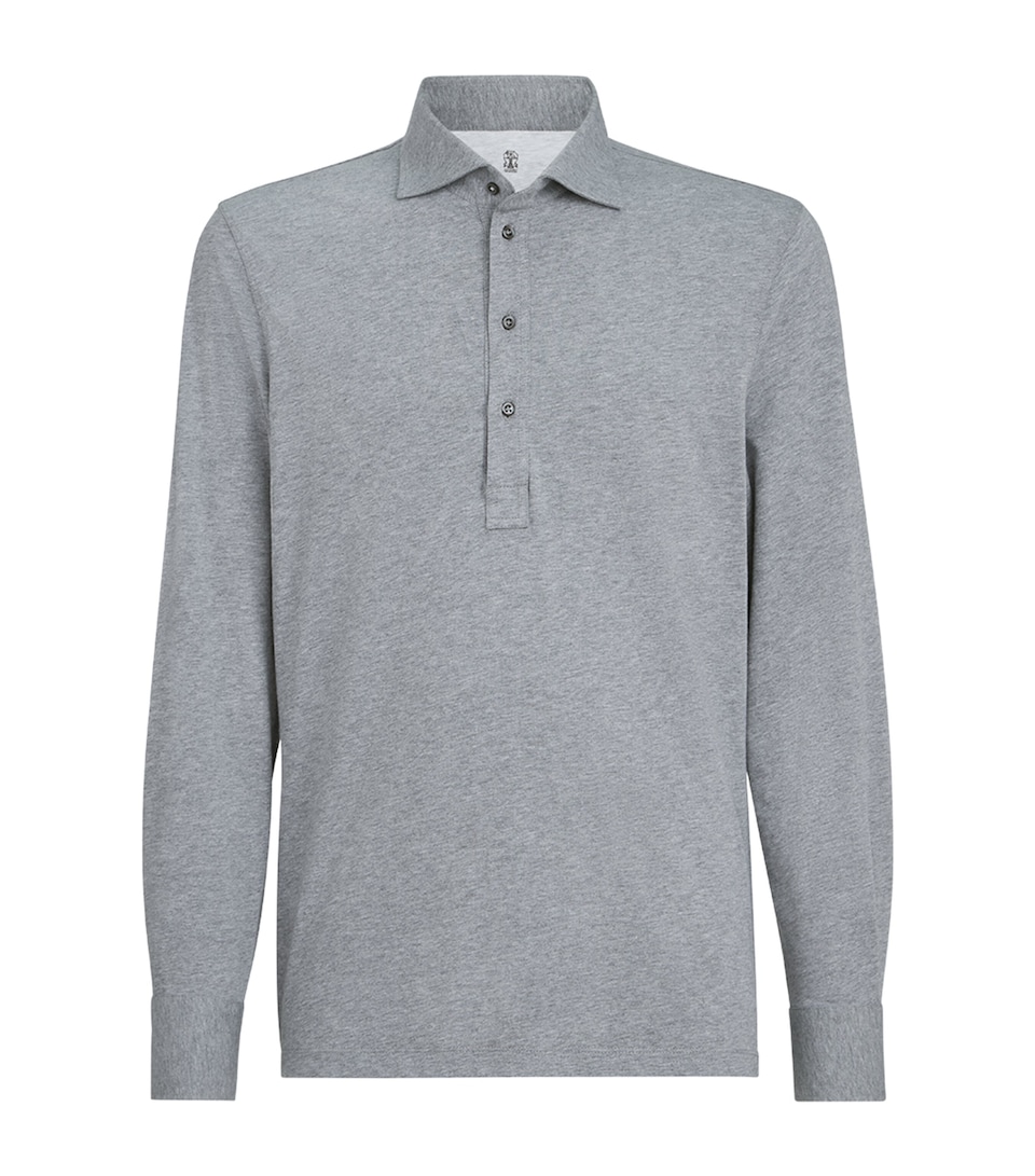 Brunello Cucinelli Mens Cotton Long-Sleeve Polo Shirt
