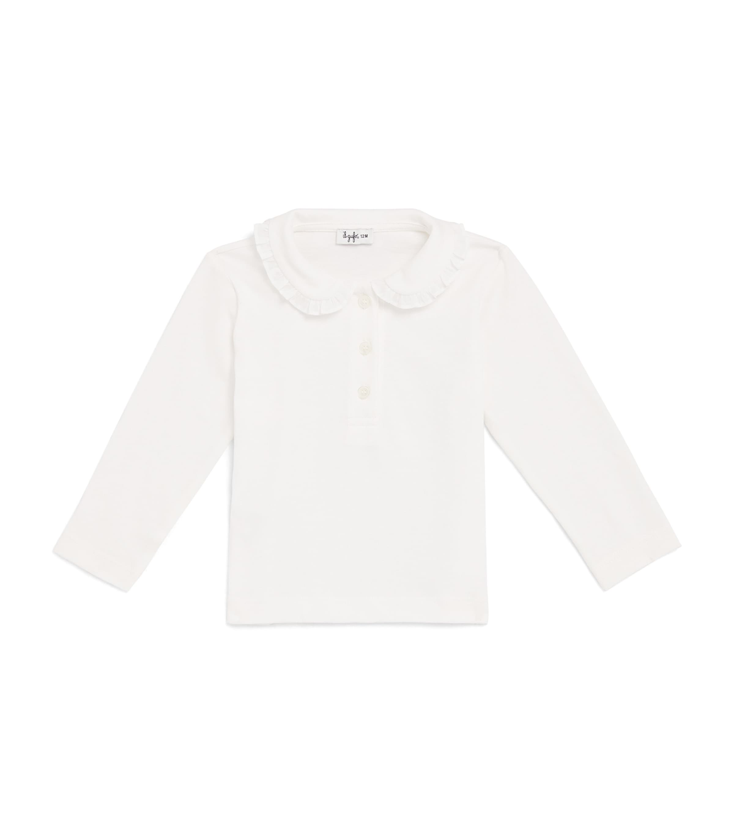Il Gufo Frill-Trim Polo Shirt (6 Months-10 Years) Milk/white