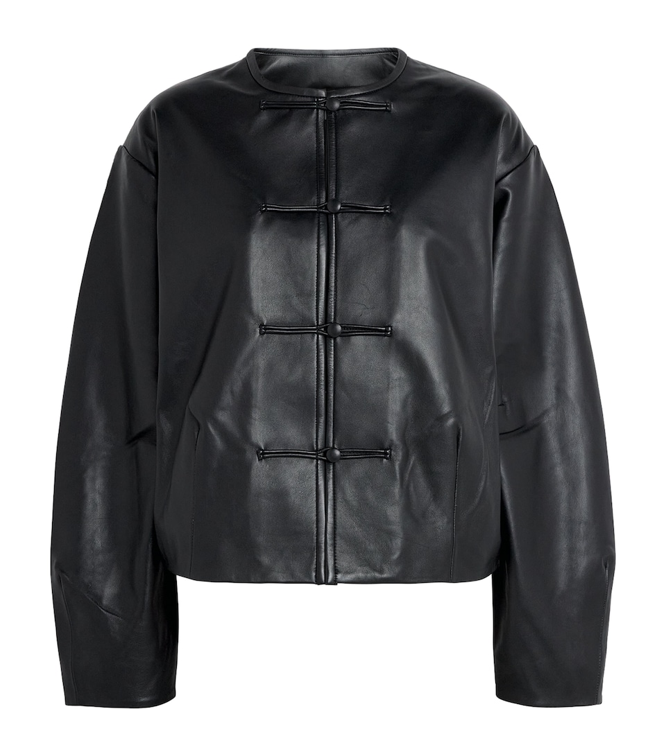 St. Agni Womens Cocoon Leather Jacket Black