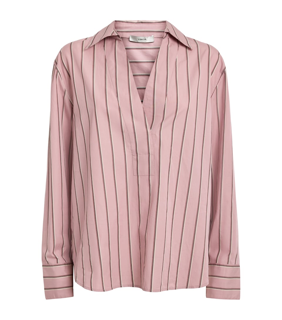 Vince Womens Cotton Stripe Shirt Pale Peony