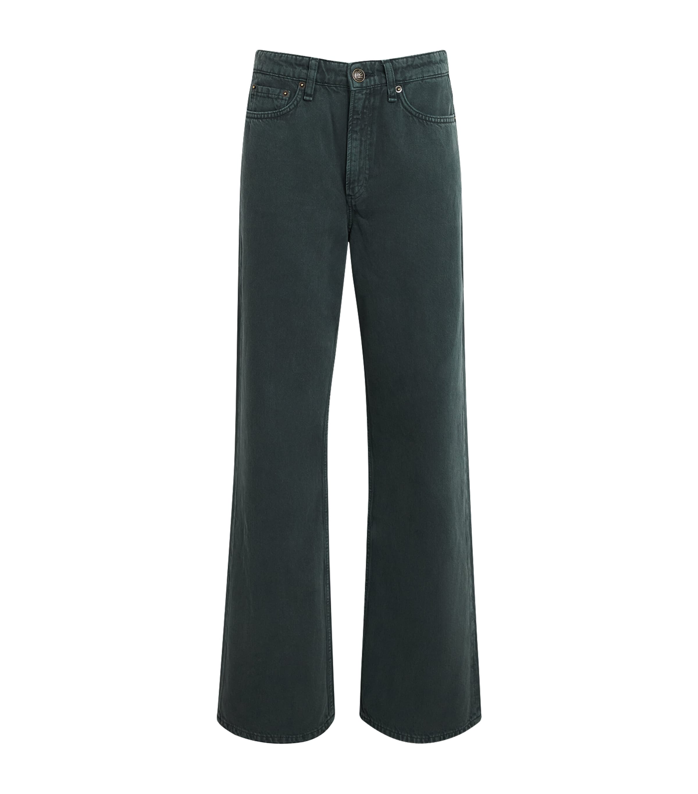 Rag & Bone Womens Logan Mid-Rise Wide-Leg Jeans Greenstone