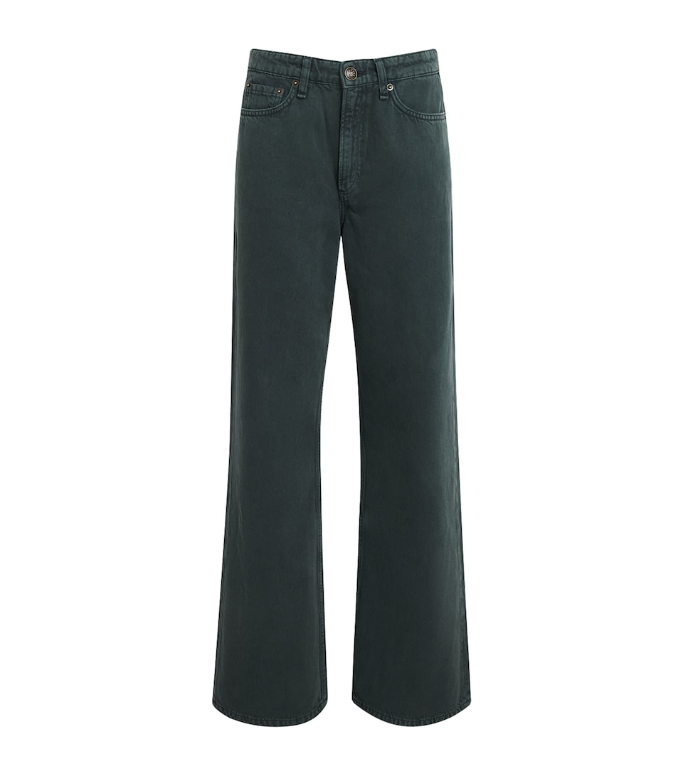 Rag & Bone Womens Logan Mid-Rise Wide-Leg Jeans Greenstone