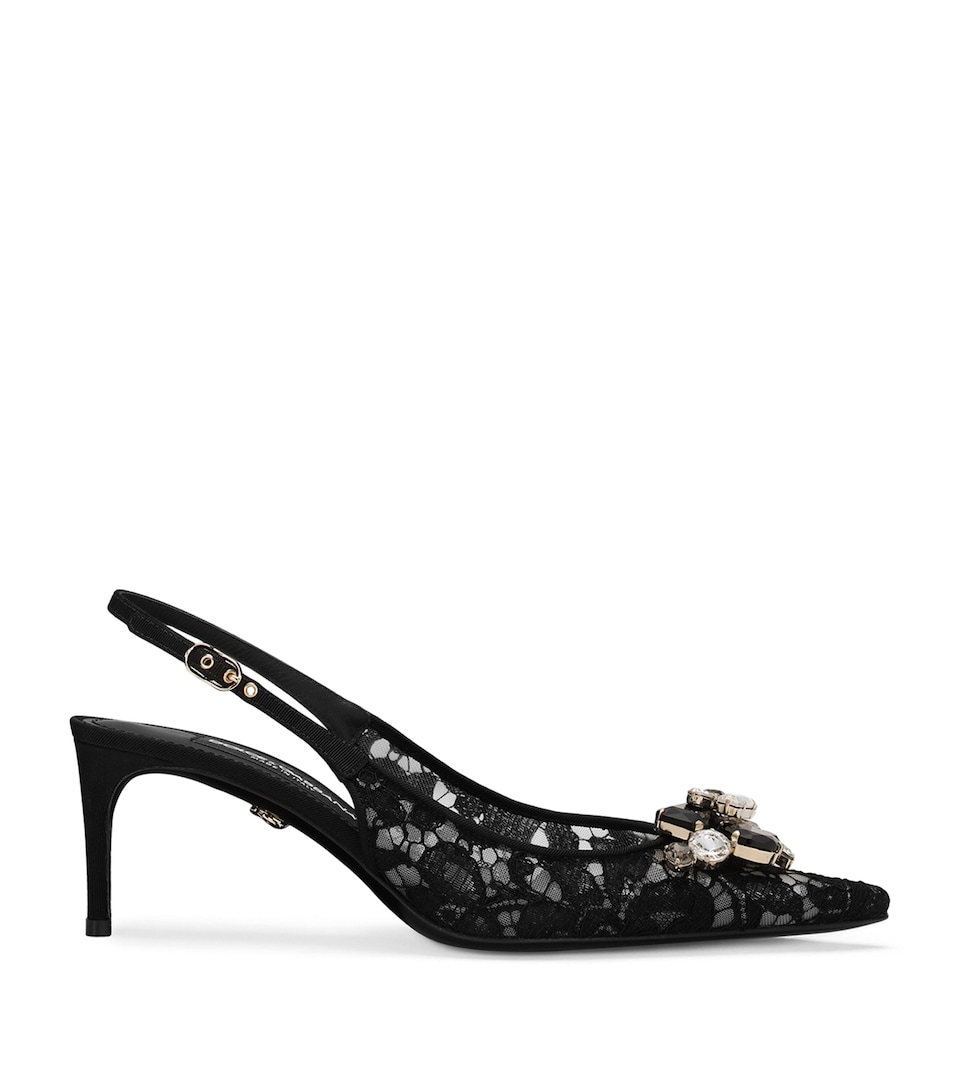 Lace Embellished Slingback Sandals 60