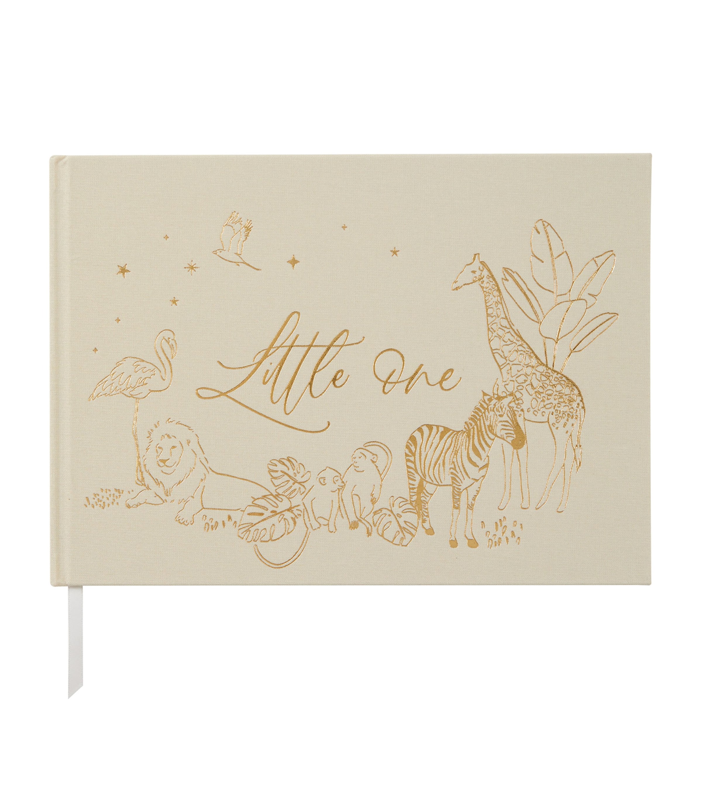 Blush and Gold Safari Baby Memory Book Beige, Gold