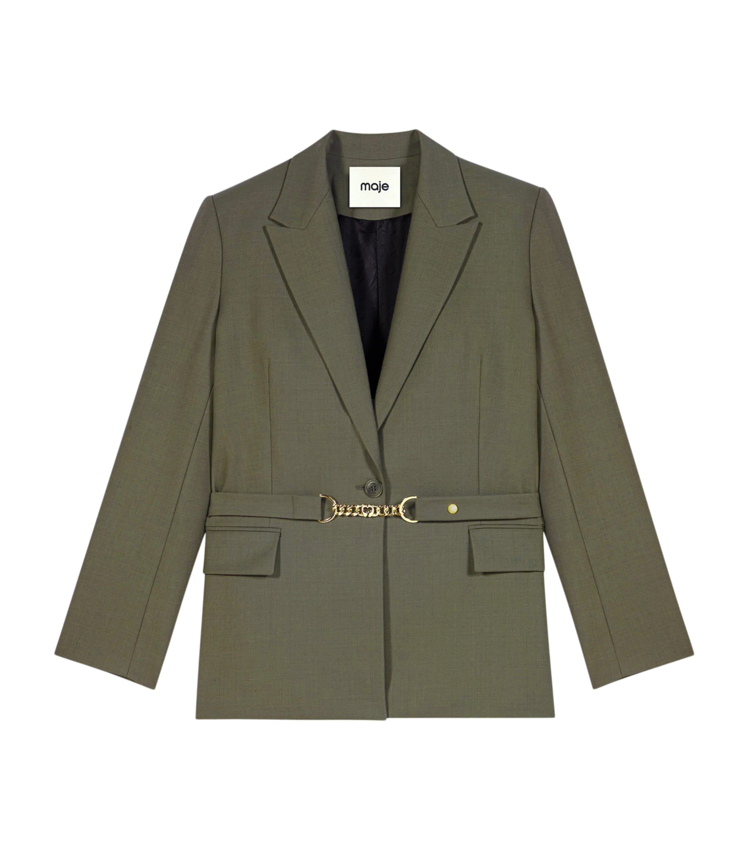 Maje Womens Wool-Blend Blazer Khaki