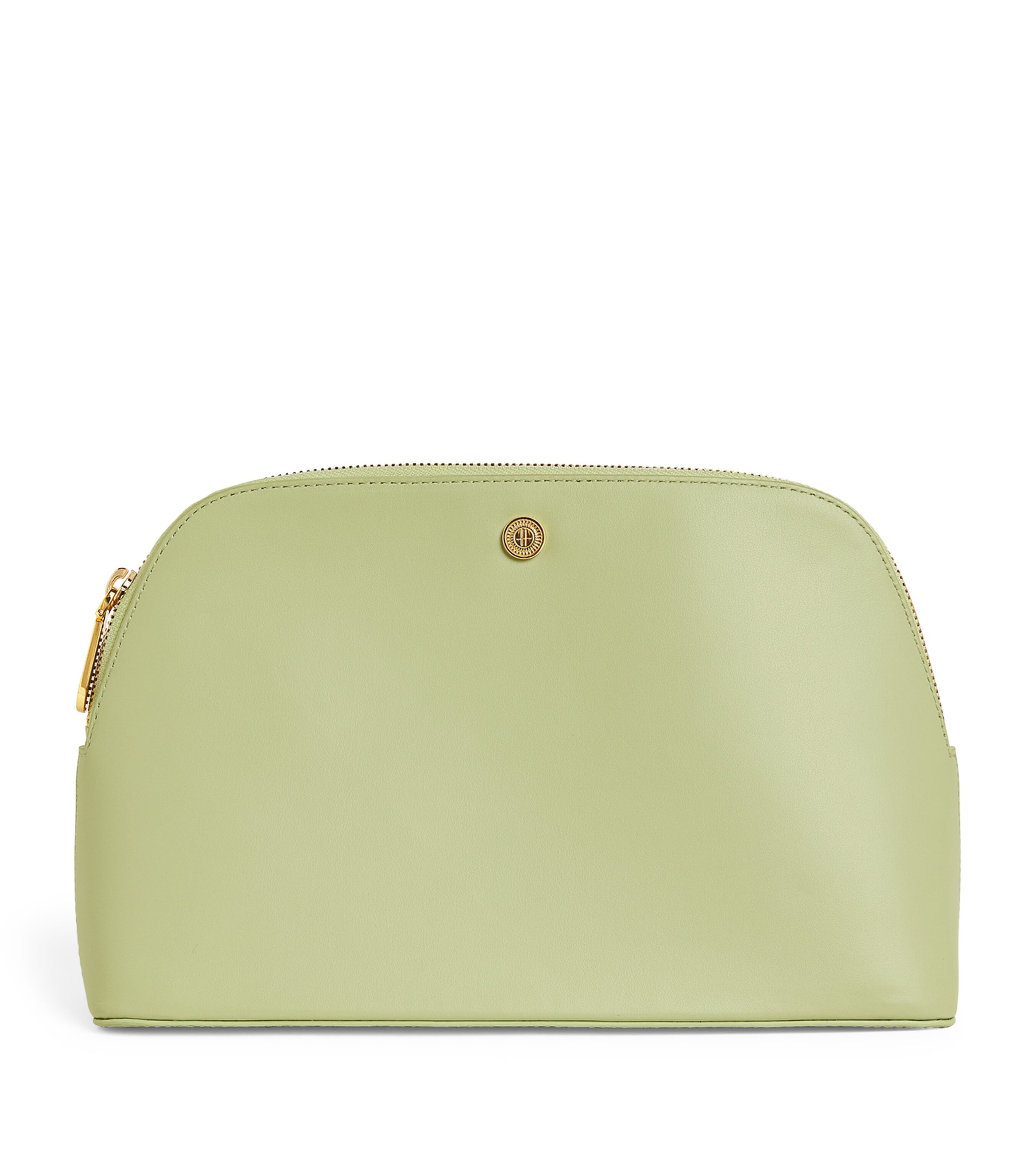 Harrods Large Leather Cosmetics Bag Green