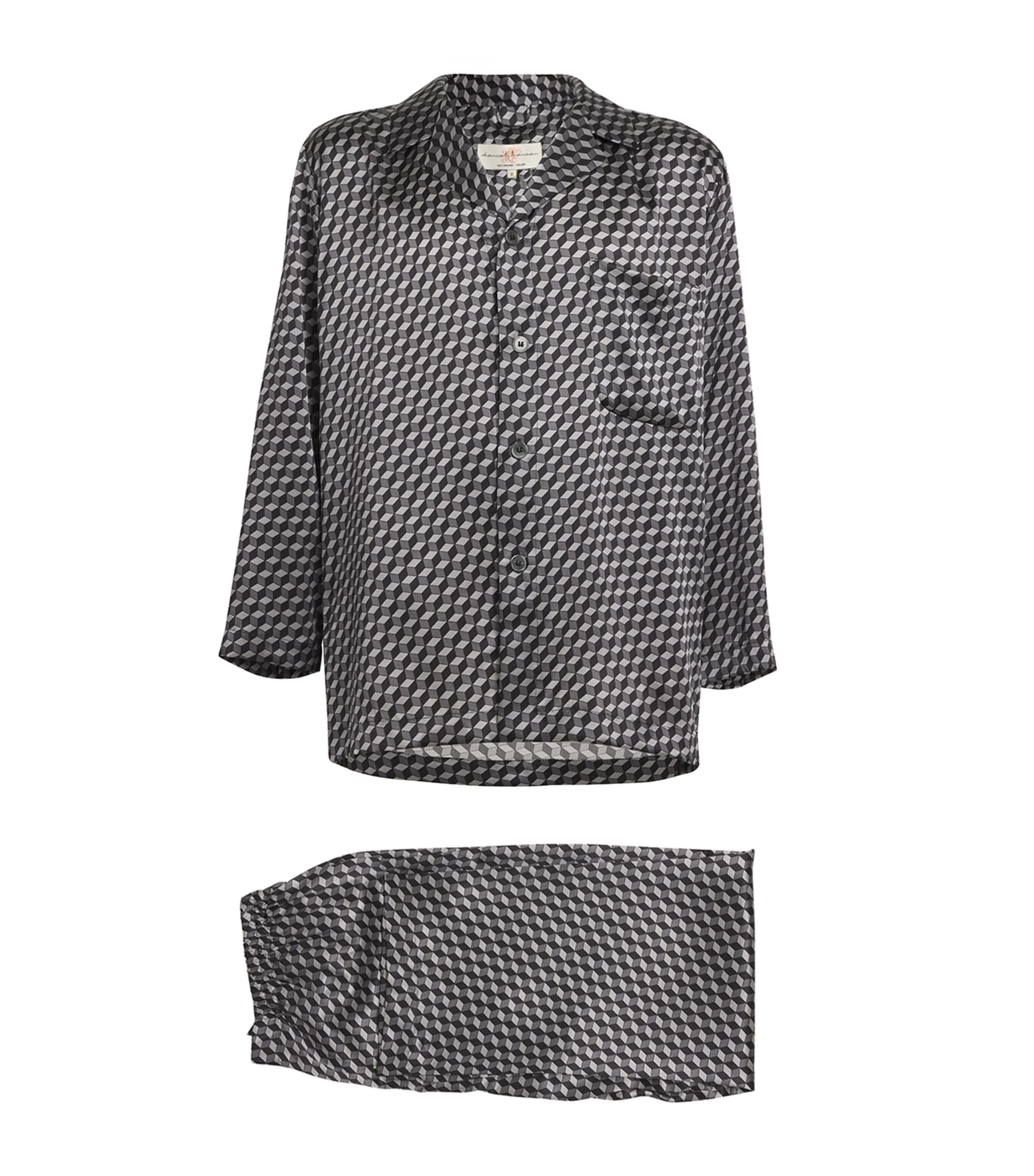 Silk Geometric Print Pyjamas
