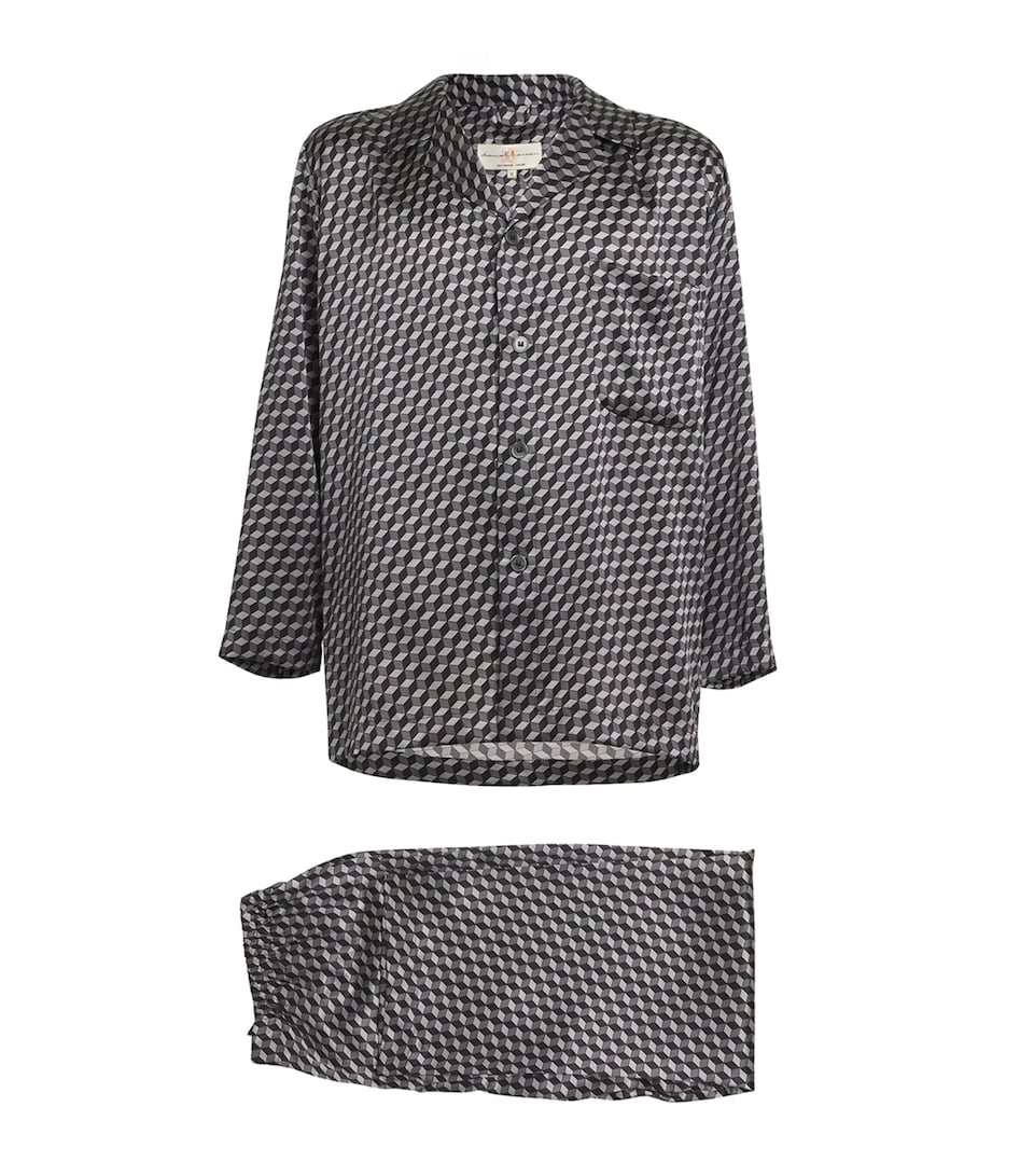 Silk Geometric Print Pyjamas