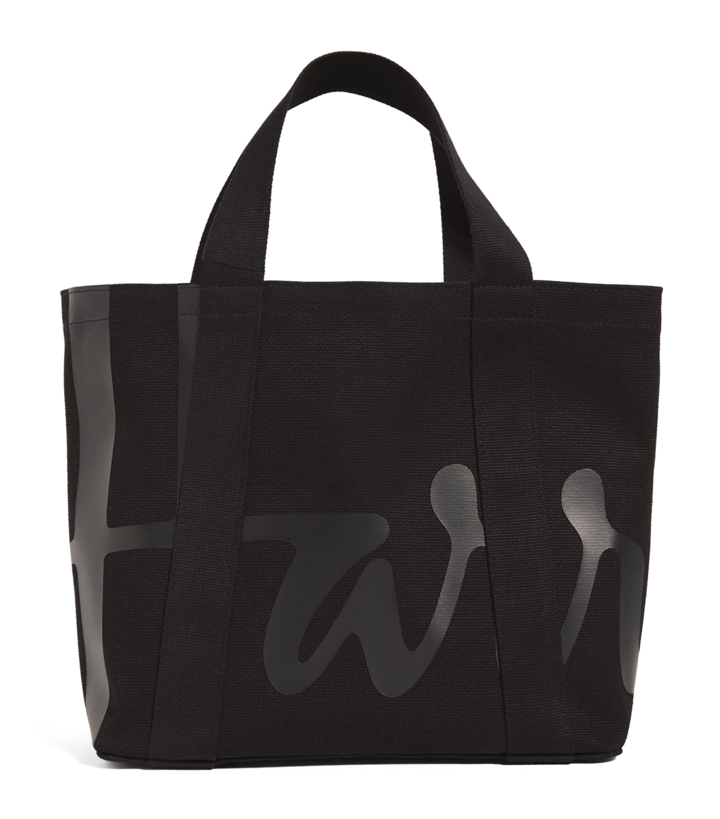 Harrods Mini Cotton Logo Tote Bag Black