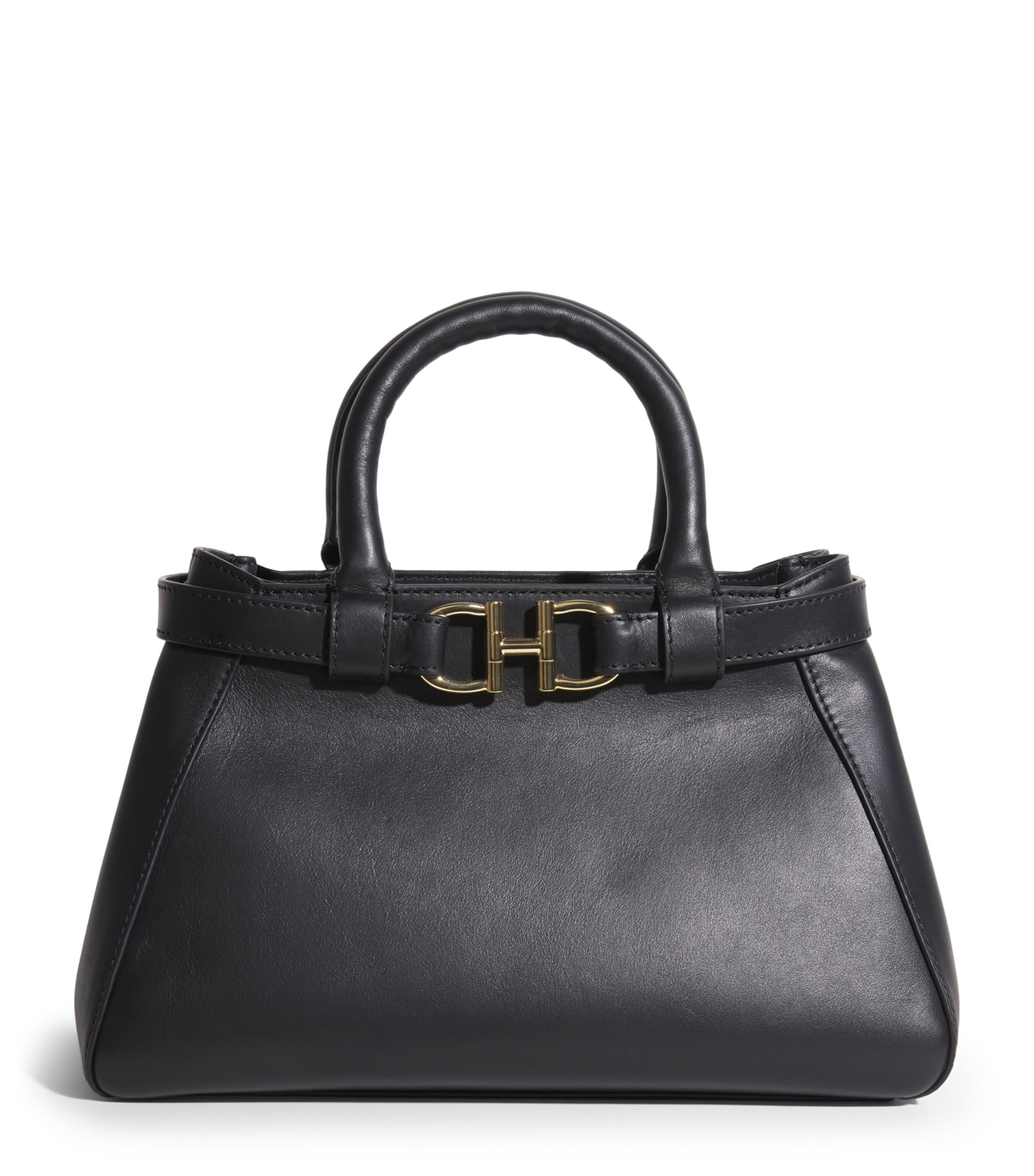 Harrods Small Leather Grace Top-Handle Bag Black