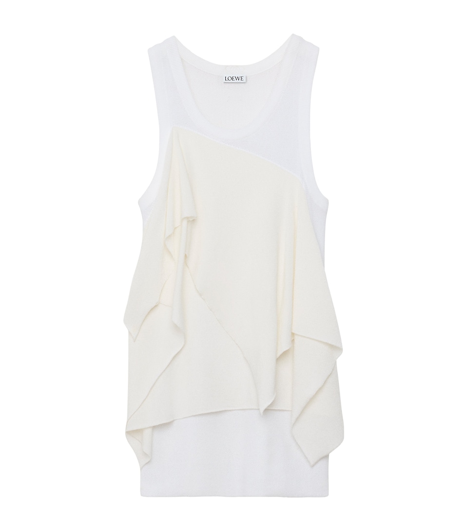 LOEWE Womens Asymmetric Panel Tank Top White
